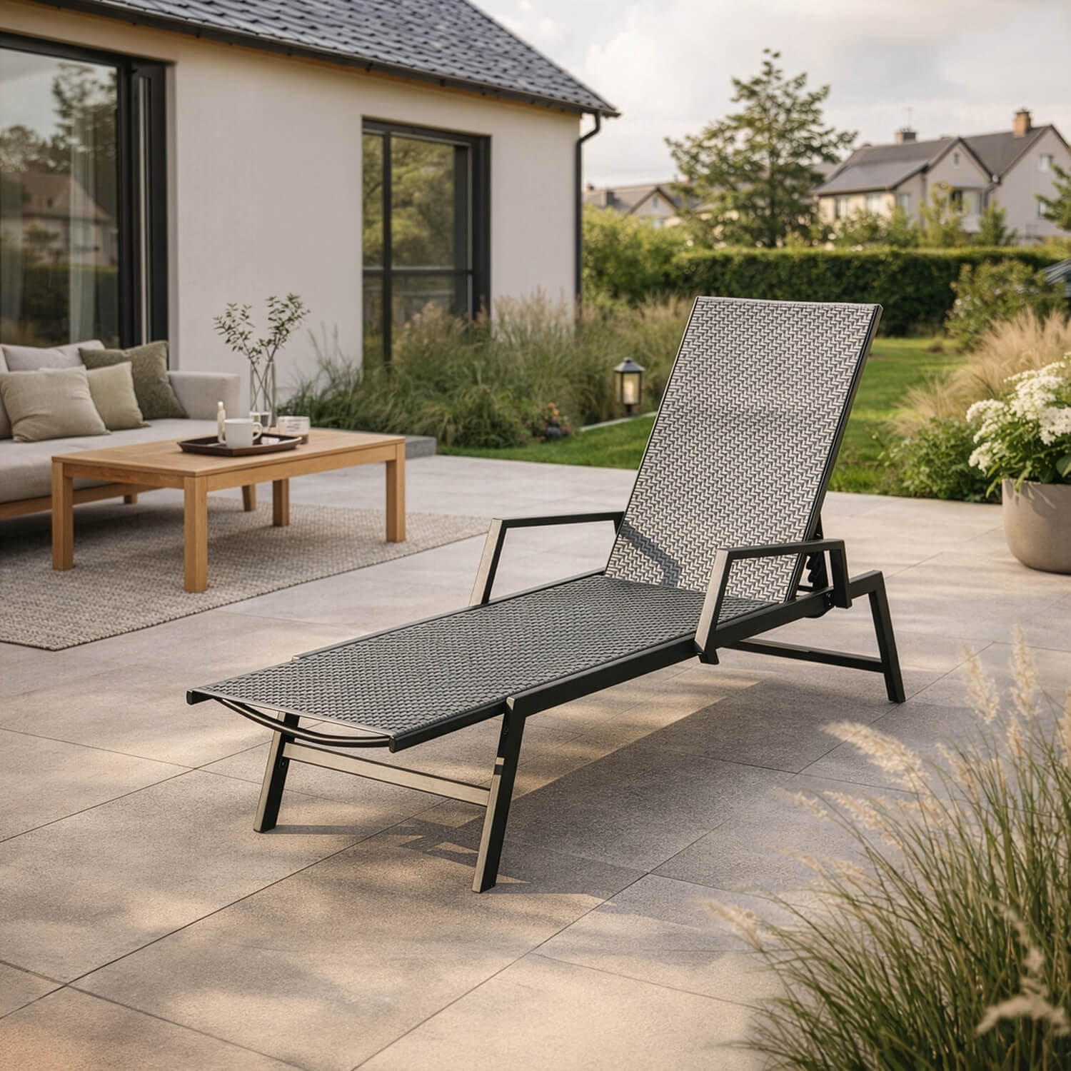 Leżak Ogrodowy ROULE Technorattan Czarny ME.ROULE/CZ/RT/OGR/LEZ