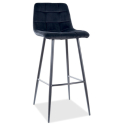 Krzesło Barowe Tapicerowane MILA H-1 Czarne Welurowe