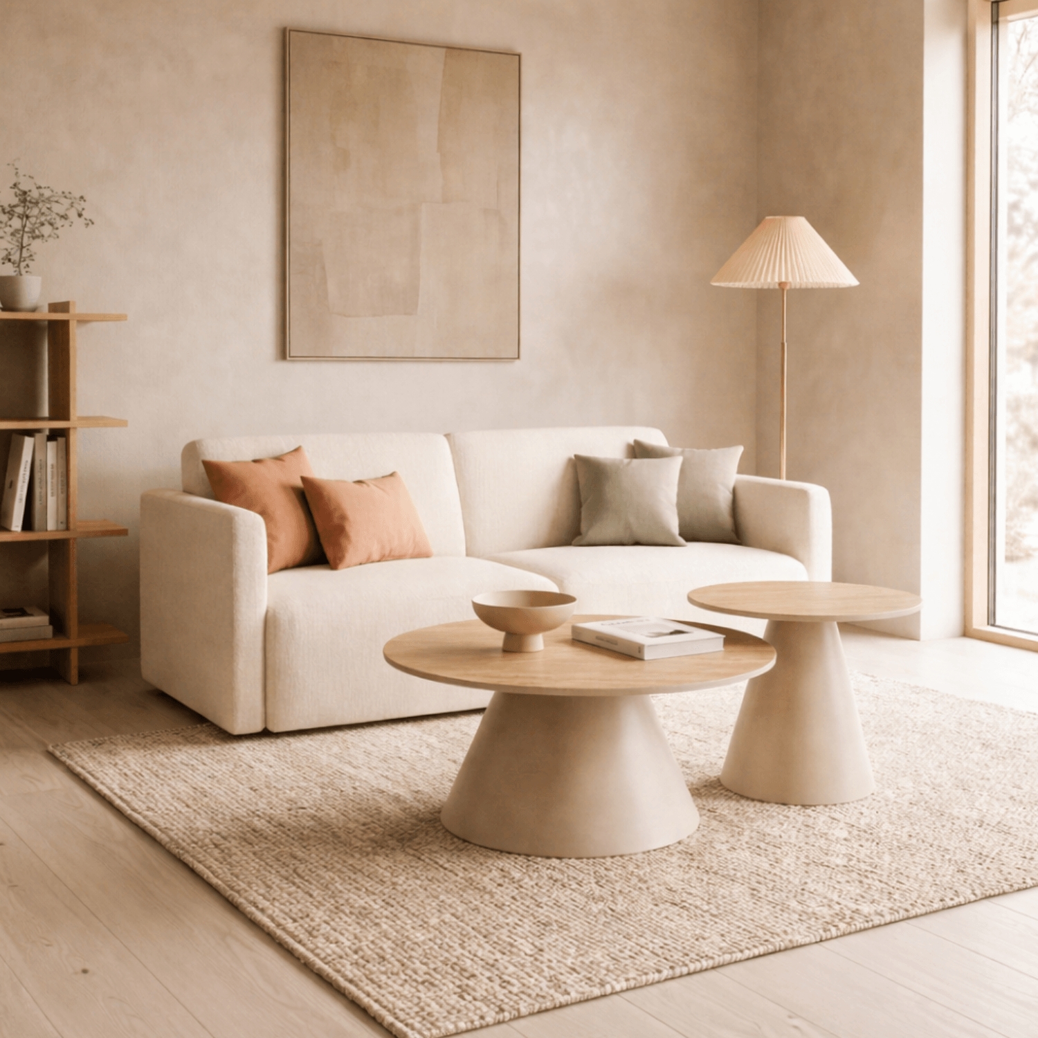 Zestaw Stolików Kawowych AVILA Trawertyn/Beż Nowoczesny ME.AVILA/TRAW/BZ/L