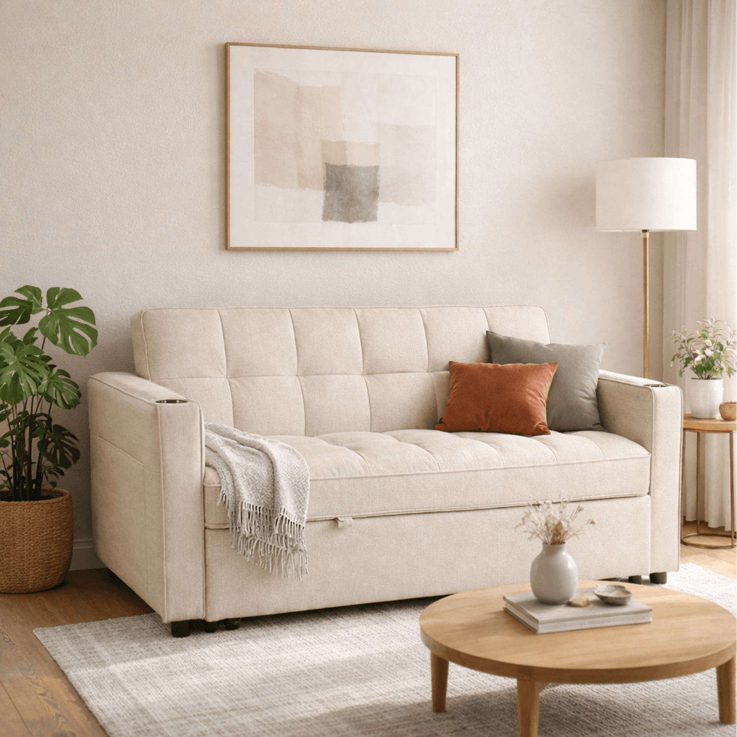 Fotel do Spania ASTER 2 Rozkładany Amerykanka Beżowy Nowoczesny ME.ASTER2/BZ/T/SOF