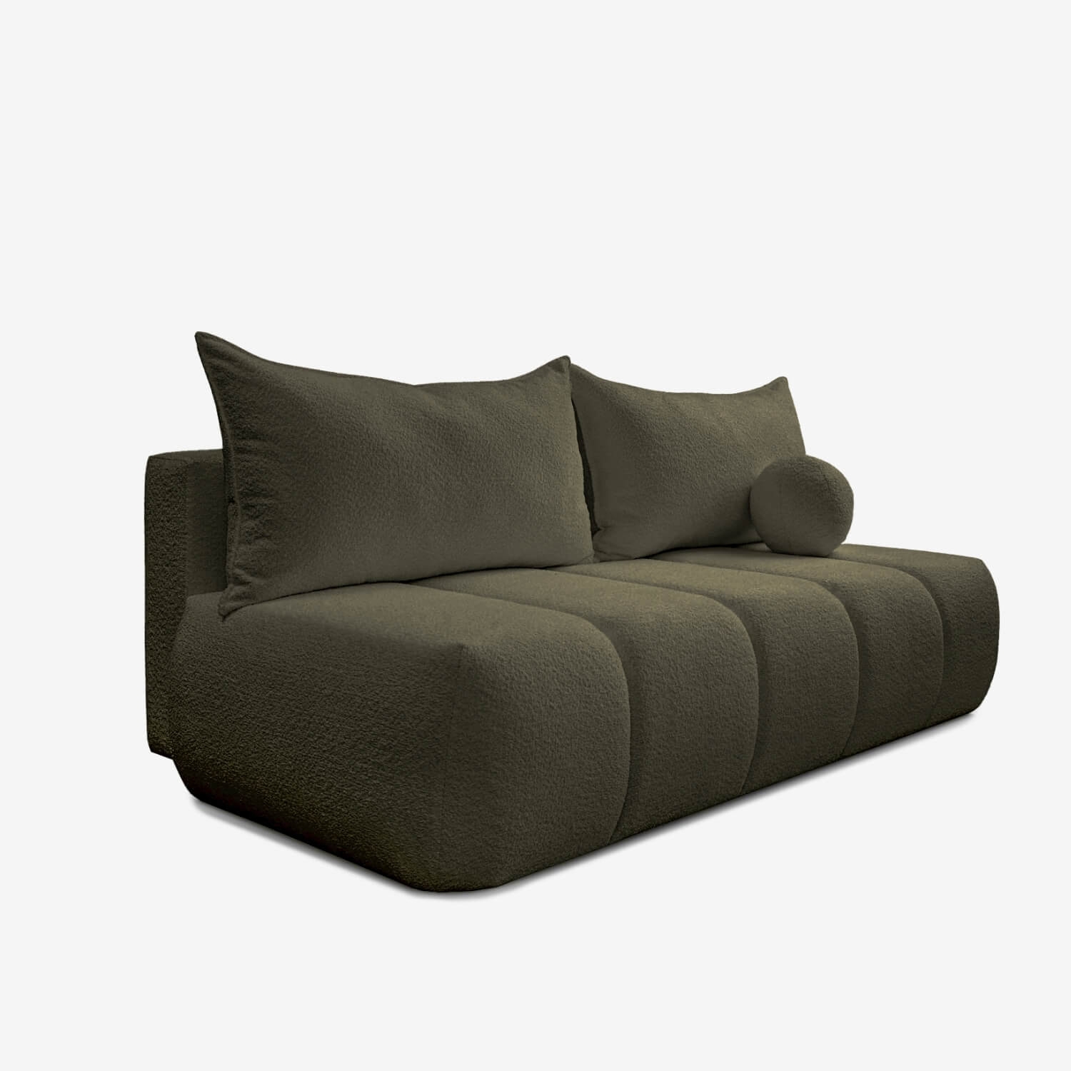 Sofa z Funkcją Spania SARIA Oliwkowa Boucle Nowoczesna COM.CLOUD/ANTHOLOGY12/SOF