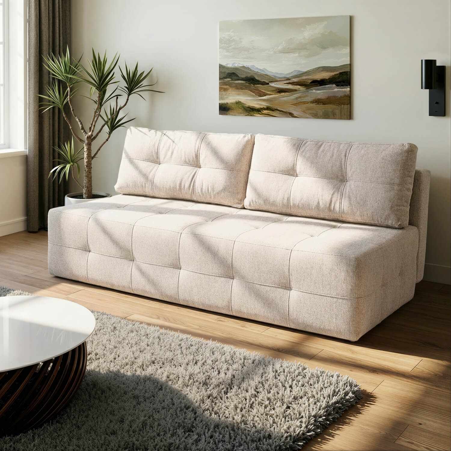 Sofa z Funkcją Spania MORANA Kremowa Nowoczesna COM.VERA/VERITA03/SOF