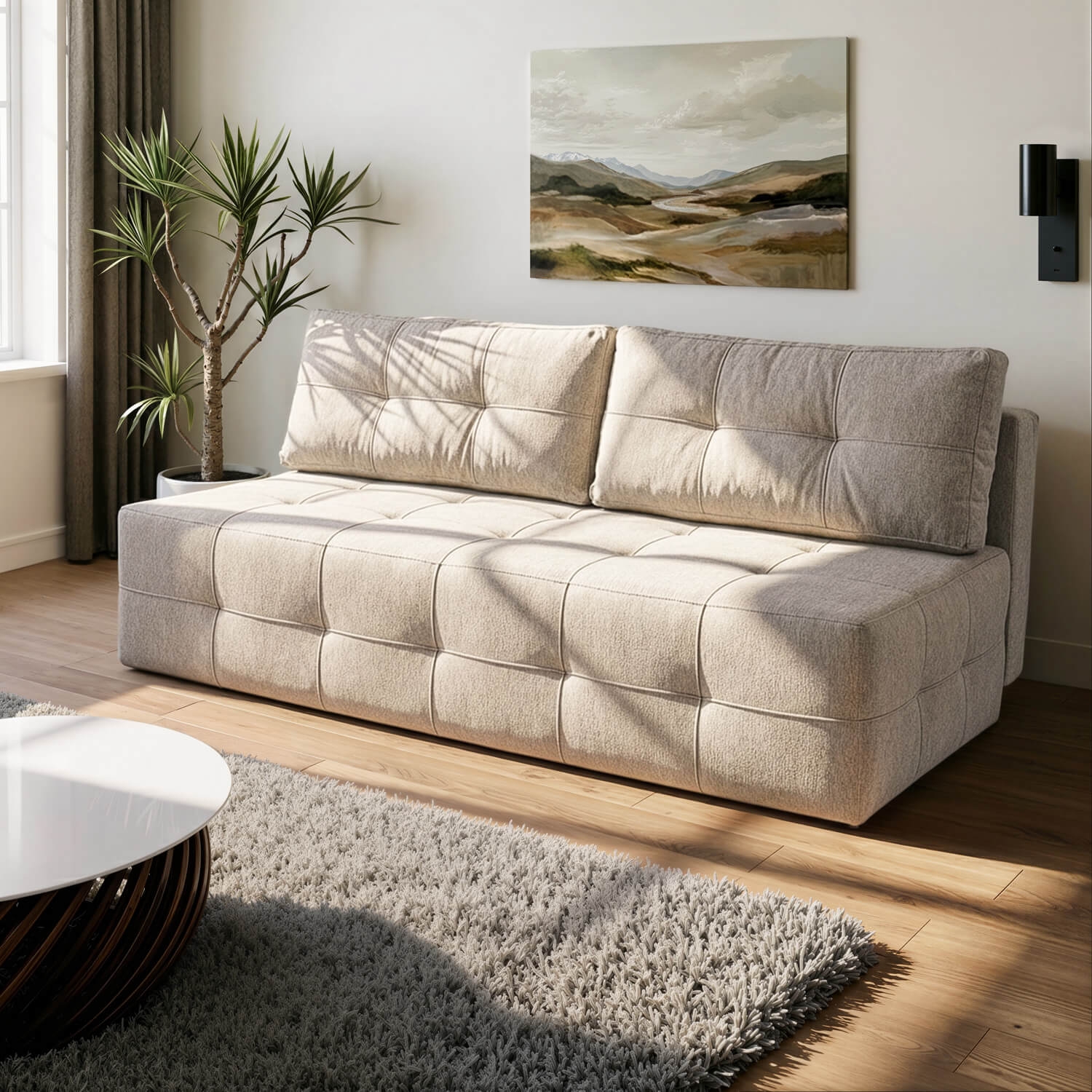 Sofa z Funkcją Spania MORANA Beżowa Nowoczesna COM.VERA/VERITA11/SOF