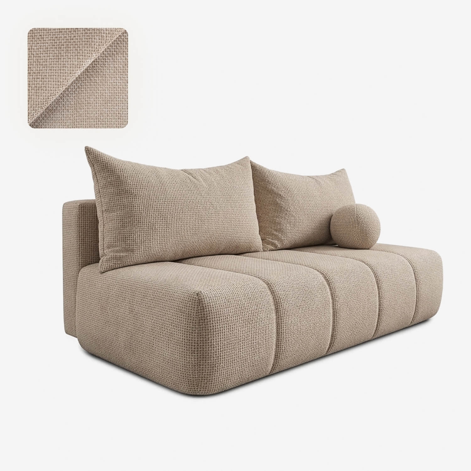 Sofa z Funkcją Spania SARIA Beżowa Szenil Nowoczesna COM.CLOUD/FLOW2/SOF