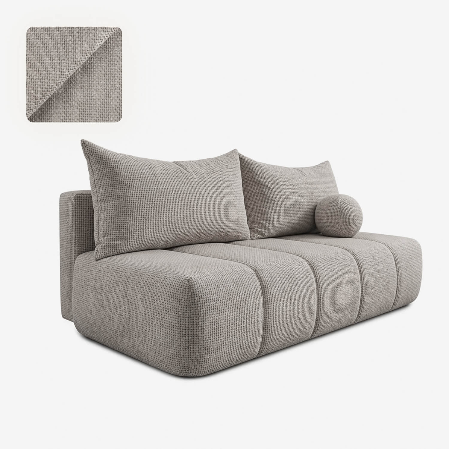 Sofa z Funkcją Spania SARIA Jasnoszara Szenil Nowoczesna COM.CLOUD/FLOW1/SOF