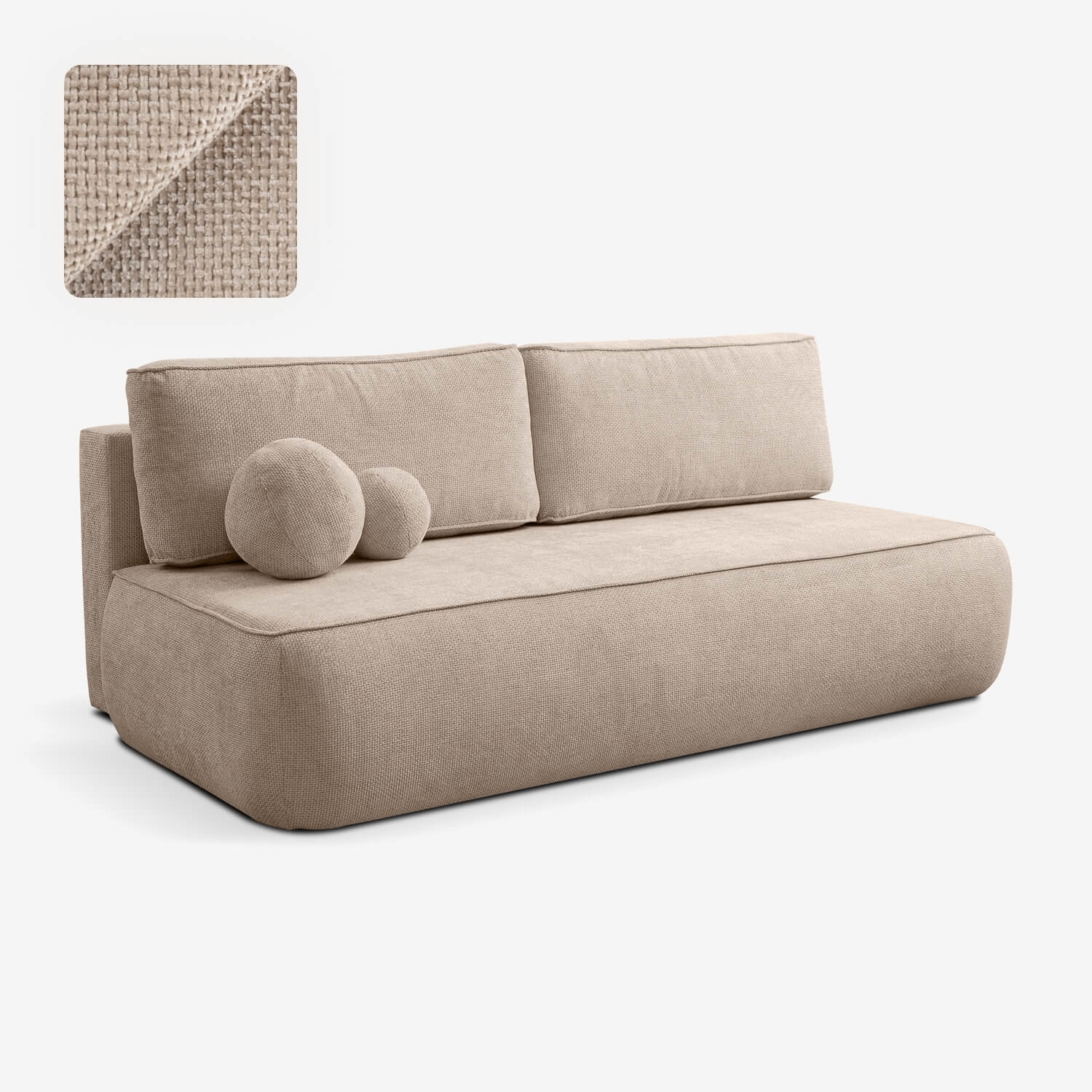 Sofa z Funkcją Spania ARVETO Beżowa Szenil Nowoczesna COM.MONOM/FLOW2/SOF