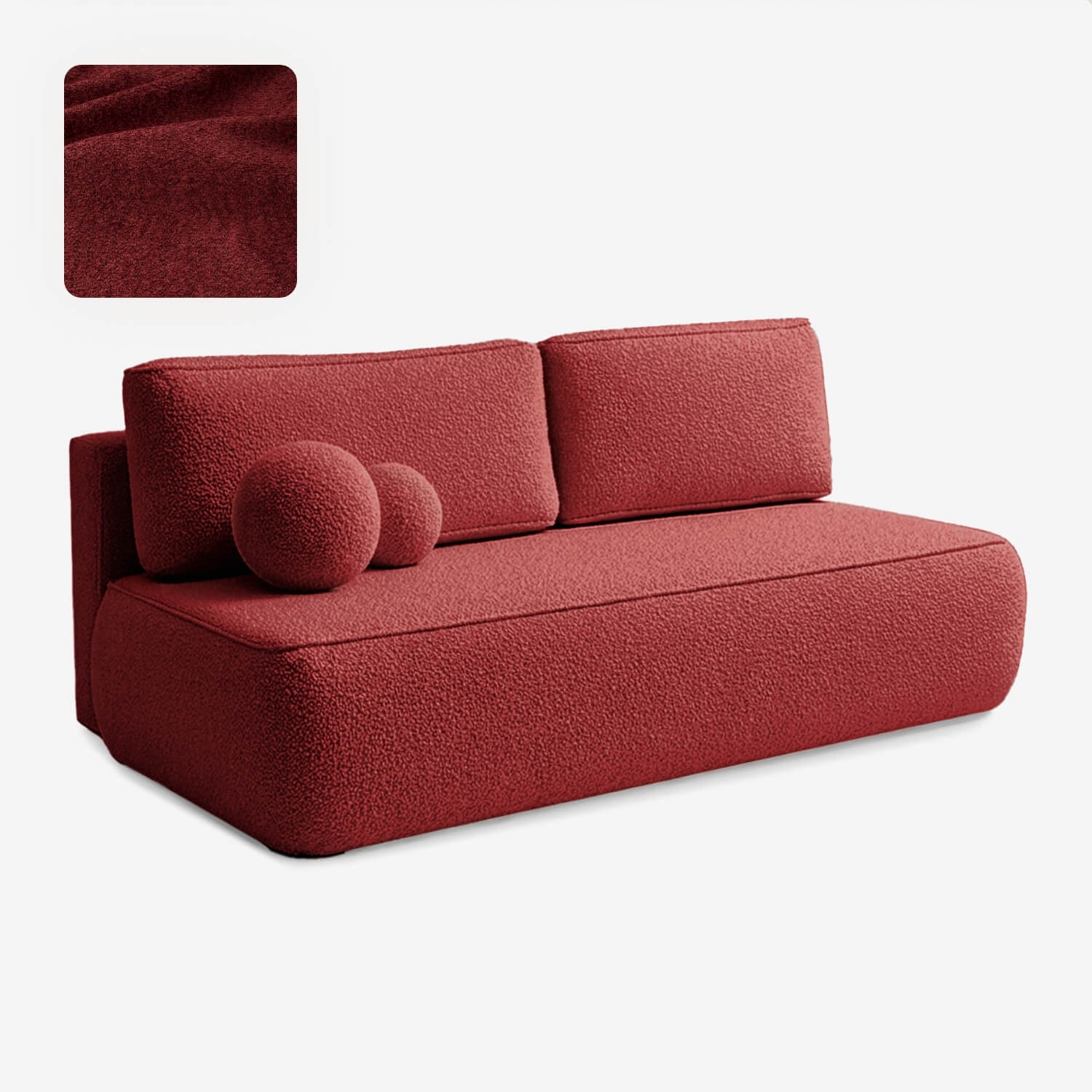 Sofa z Funkcją Spania ARVETO Bordo Boucle Nowoczesna COM.MONOM/ANTHOLOGY8/SOF