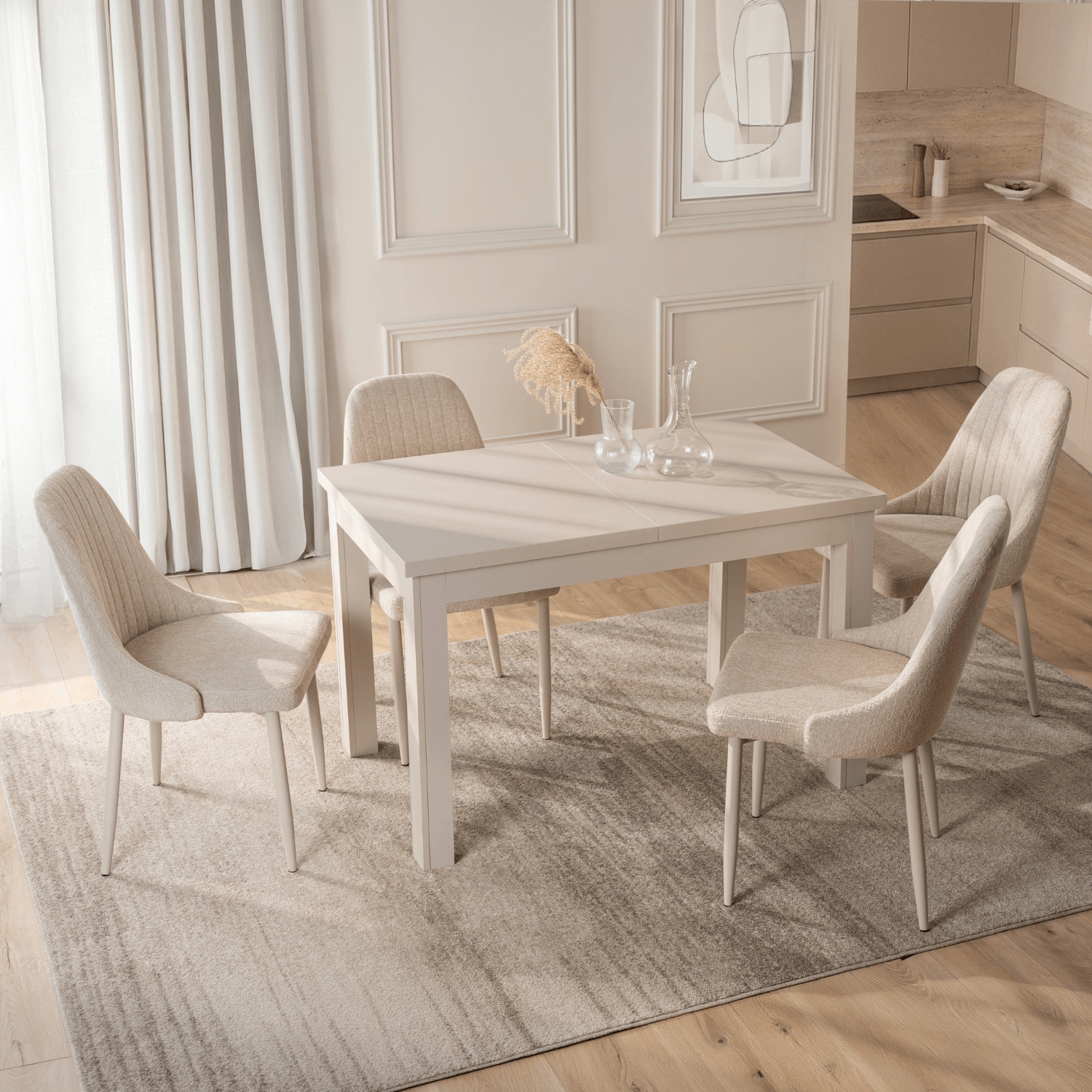 Stół Prostokątny Rozkładany SKUBI 120-160 cm Kaszmir Nowoczesny W.SKUBI/KASZ/KASZ/S