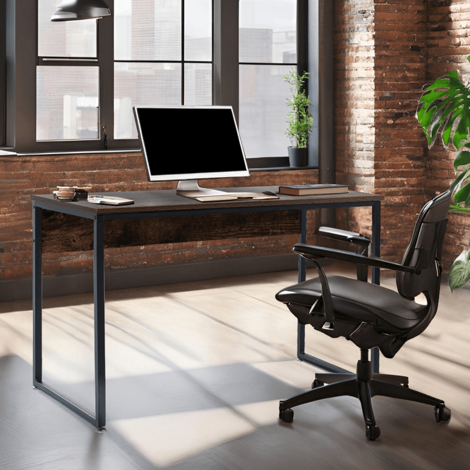 Biurko Loft do Gabinetu ROSS 120x60 cm Dąb Rustykalny/Czarny Nowoczesne Loft ME.ROSS/BR/CZ/B