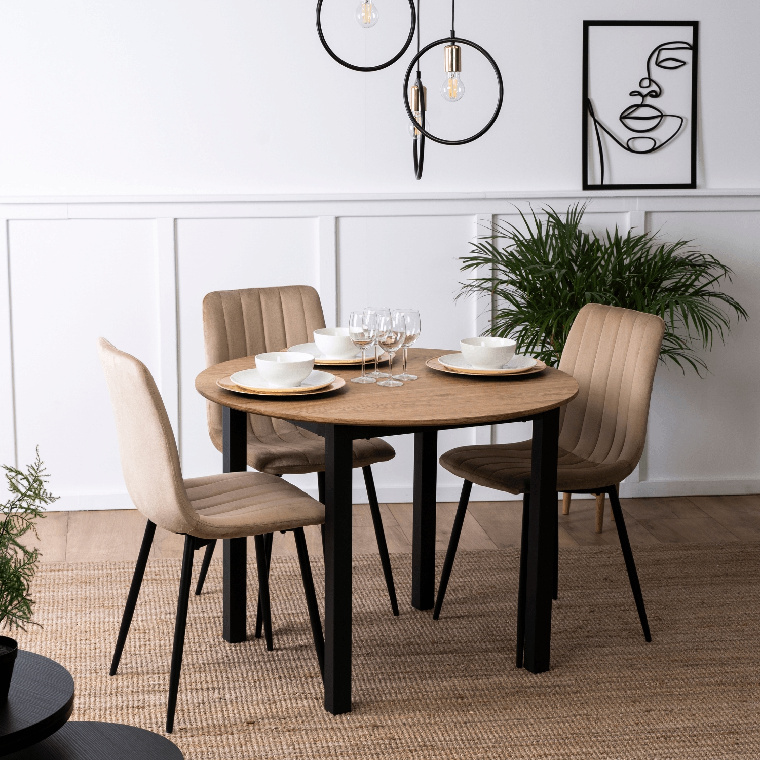 Krzesło Tapicerowane do Jadalni IBIS Beżowe Welurowe Nowoczesne Loft ME.IBIS/BZ/V/K