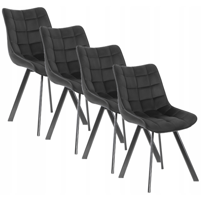 Zestaw 4x Krzesło Tapicerowane K332 Czarne