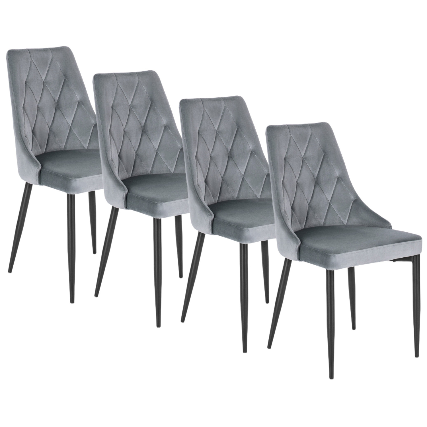 Zestaw 4x Krzesło Tapicerowane CORK do Salonu Szare Welurowe Nowoczesne Loft CORK/P/V/Z4/K