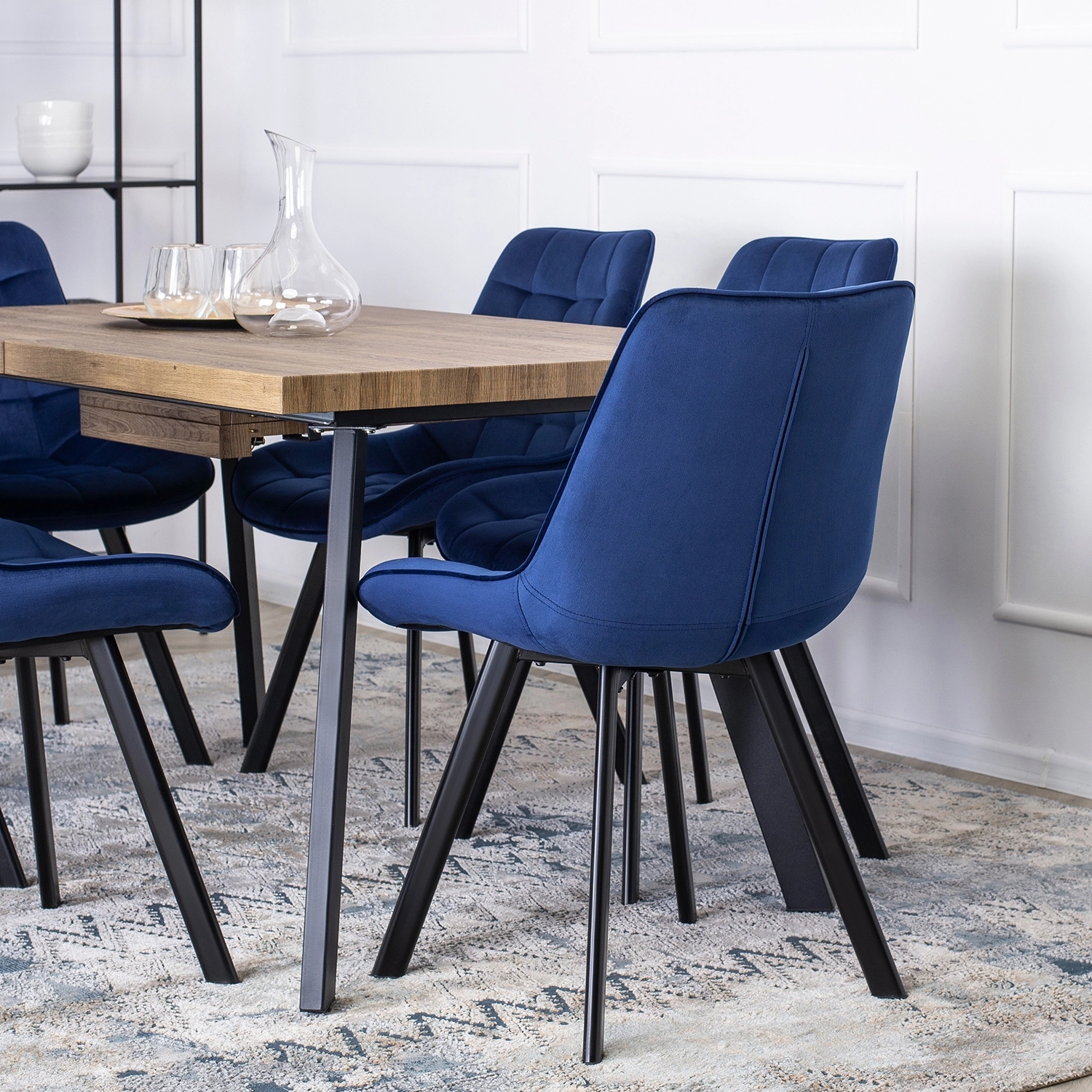 Krzesło Tapicerowane do Salonu RICK Granatowe Welurowe Nowoczesne Loft ME.RICK/GR/V/K