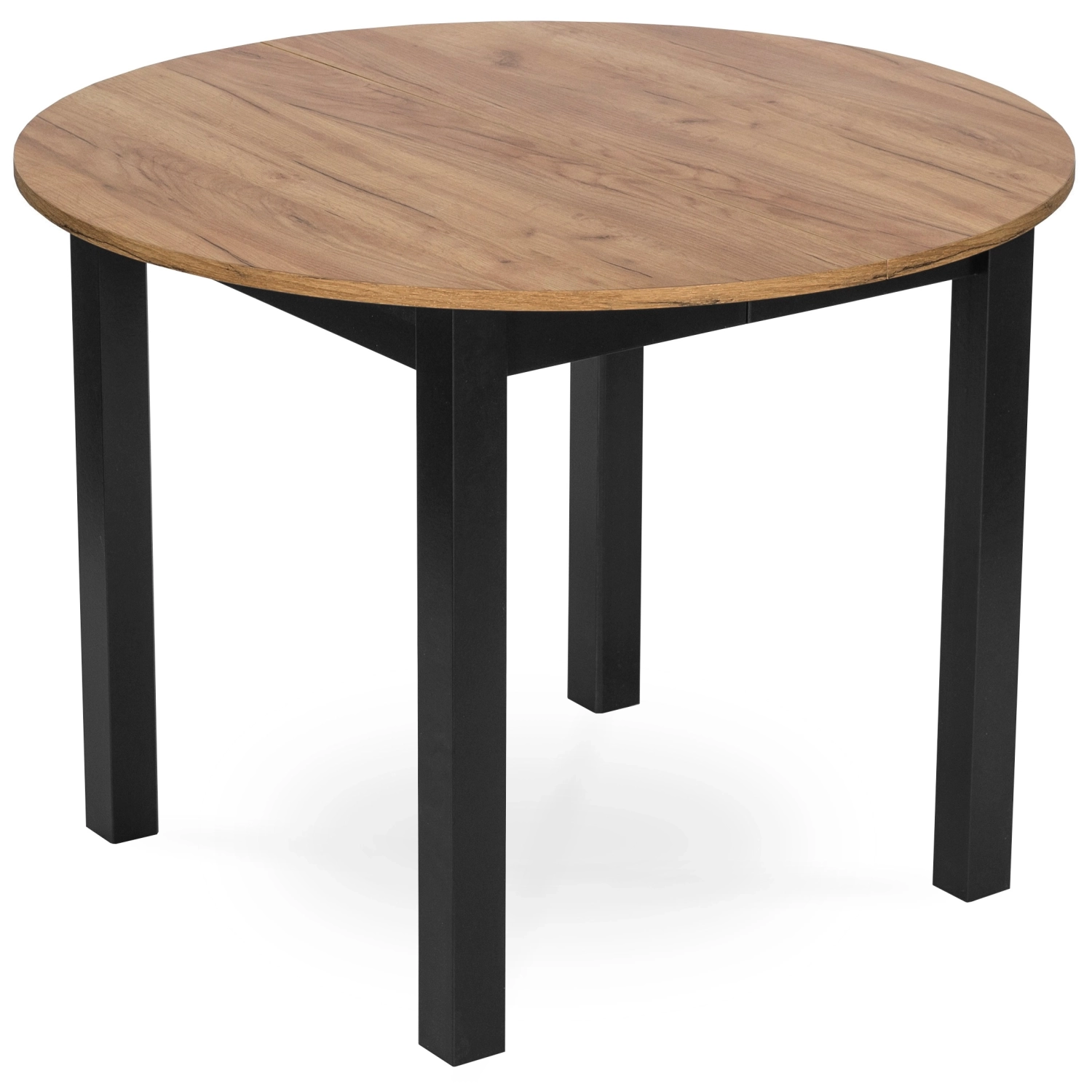 Stół Okrągły Rozkładany HARRY 102-142 cm Dąb Craft/Czarny Nowoczesny Loft B.HARRY/DC/CZ/S