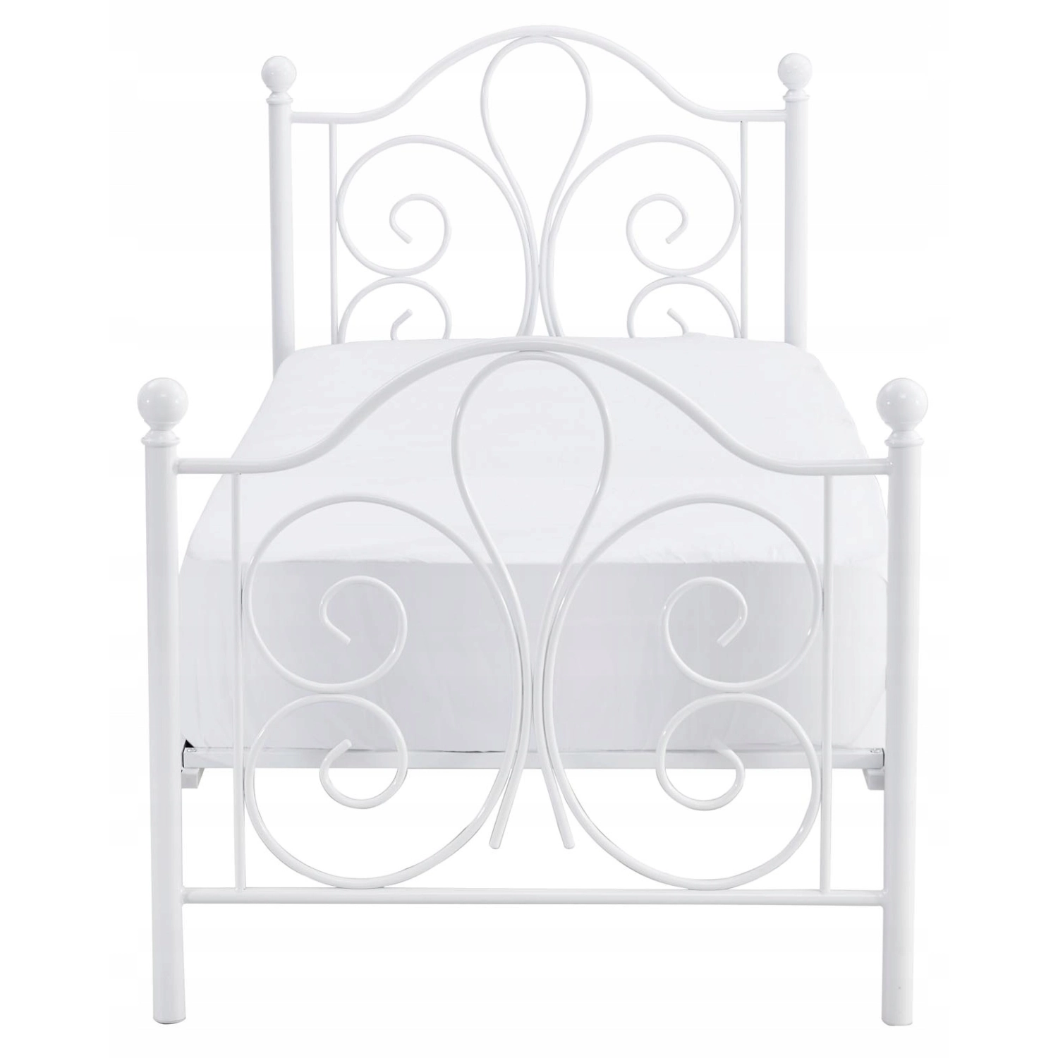 Łóżko Metalowe 90x200 cm ze Stelażem Jednoosobowe LORDI Białe ME.LORDI/90/B/LOZ