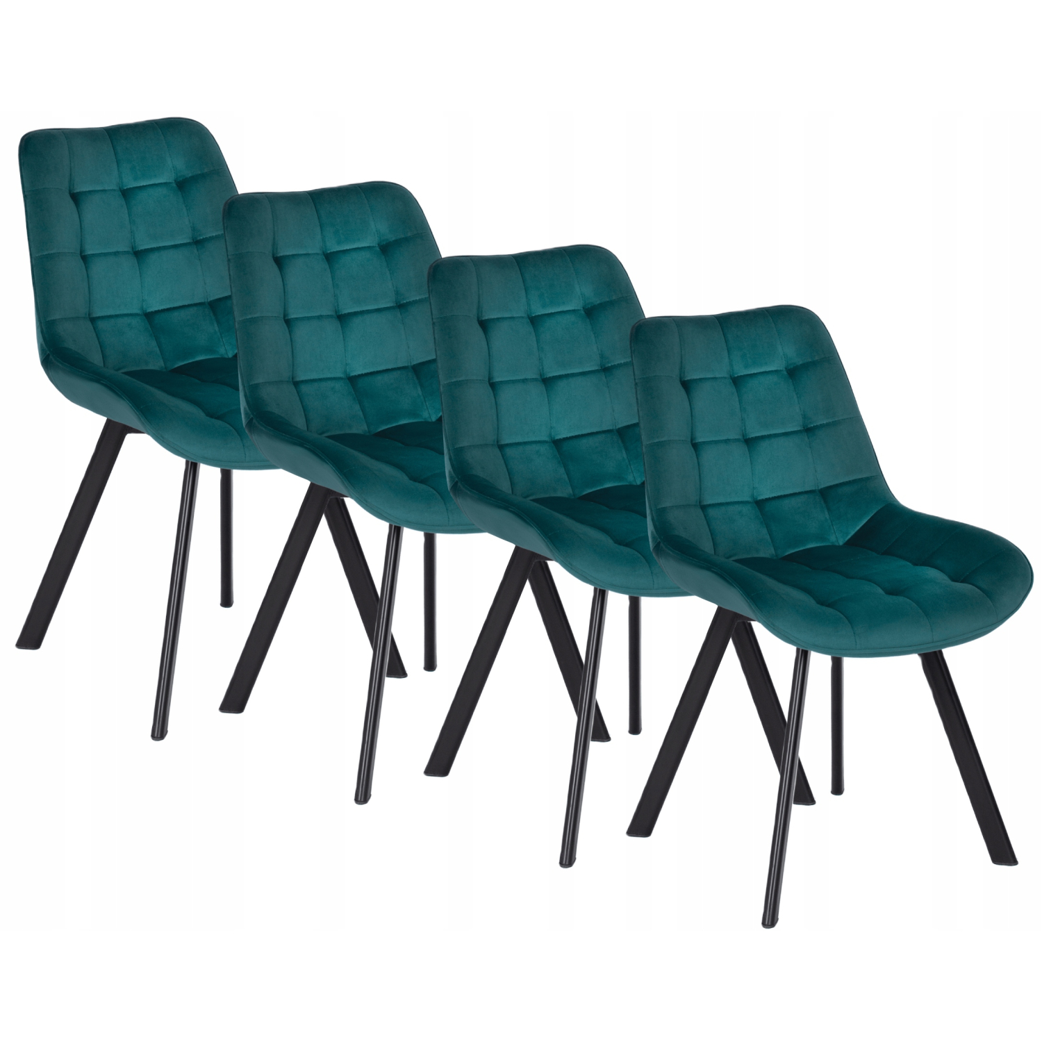 Zestaw 4x Krzesło Tapicerowane RICK do Salonu Turkusowe Welurowe Nowoczesne Loft RICK/T/V/Z4/K