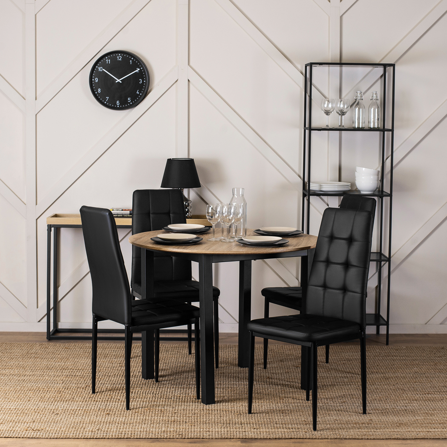 Krzesło Tapicerowane do Jadalni TEX 2 Czarne Ekoskóra Nowoczesne Loft ME.TEX2/CZ/E/K