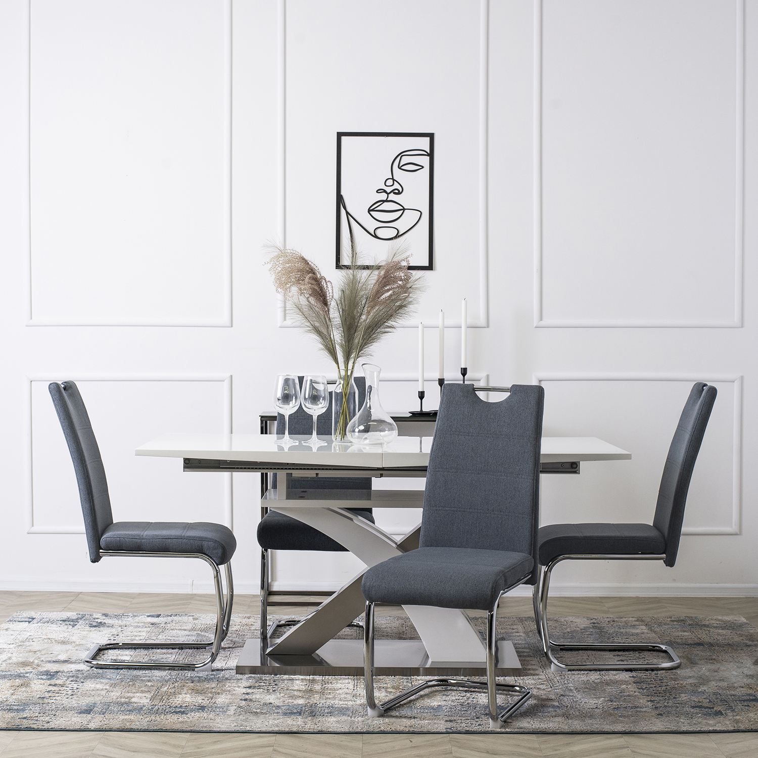 Krzesło Tapicerowane do Jadalni LOPEZ Ciemnoszare Na Płozach Nowoczesne ME.LOPEZ/CP/T/K