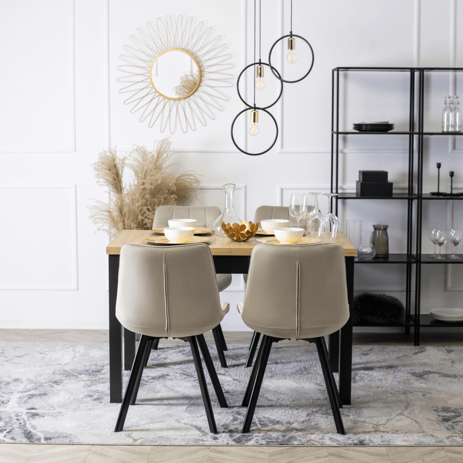 Krzesło Tapicerowane do Salonu RICK Ecru Welurowe Nowoczesne Loft ME.RICK/EC/V/K