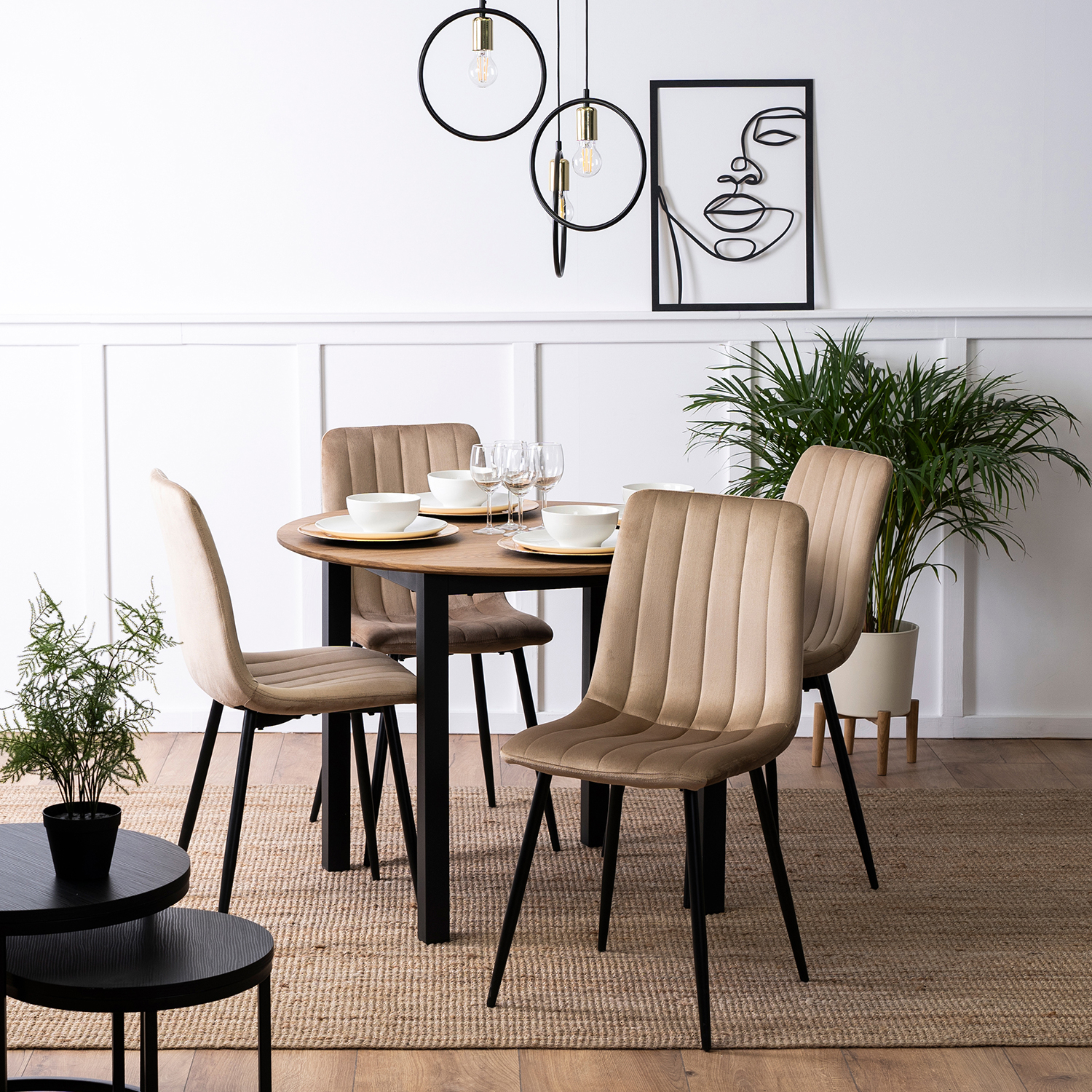 Stół Okrągły TEO 100 cm Dąb Złoty/Czarny do Jadalni Salonu Nowoczesny Loft ME.TEO/DZ/CZ/S