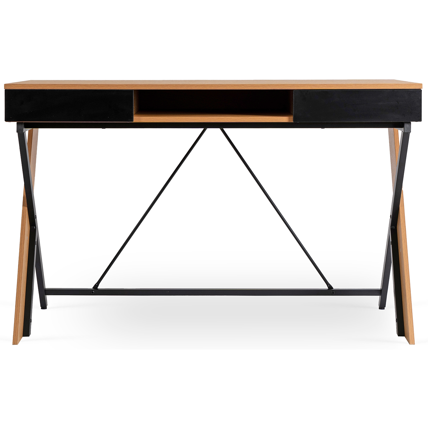 Biurko Loft z Szufladami REA 120 cm Dąb złoty/Czarne do Pracy Nowoczesne Loft ME.REA/D/CZ/B