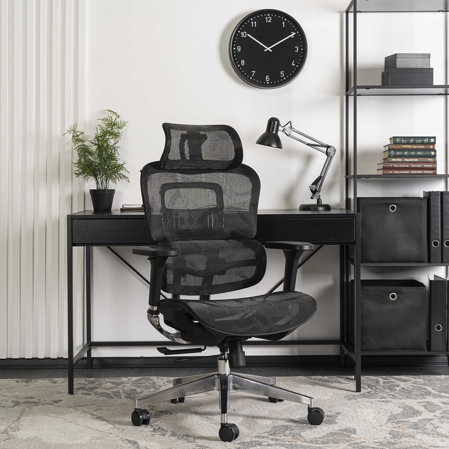 Fotel Biurowy Ergonomiczny Obrotowy NINO Czarny Nowoczesny ME.NINO/CZ/T/FO