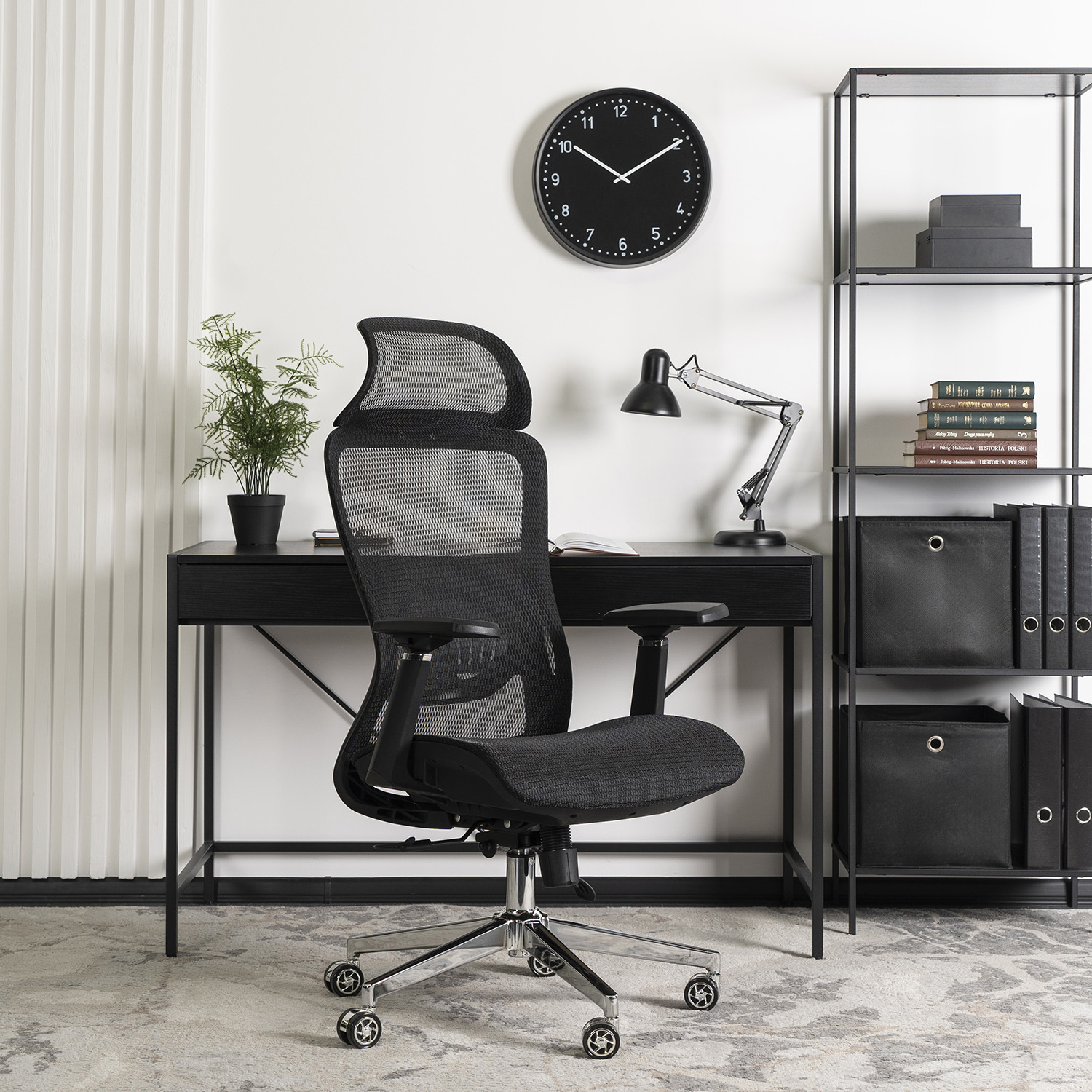 Fotel Biurowy Ergonomiczny Obrotowy LITOS Czarny Nowoczesny ME.LITOS/CZ/T/FO