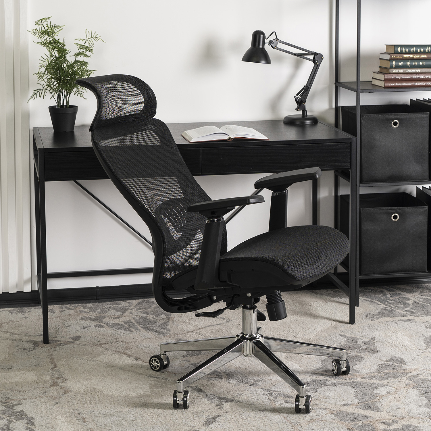 Fotel Biurowy Ergonomiczny Obrotowy LITOS Czarny Nowoczesny ME.LITOS/CZ/T/FO