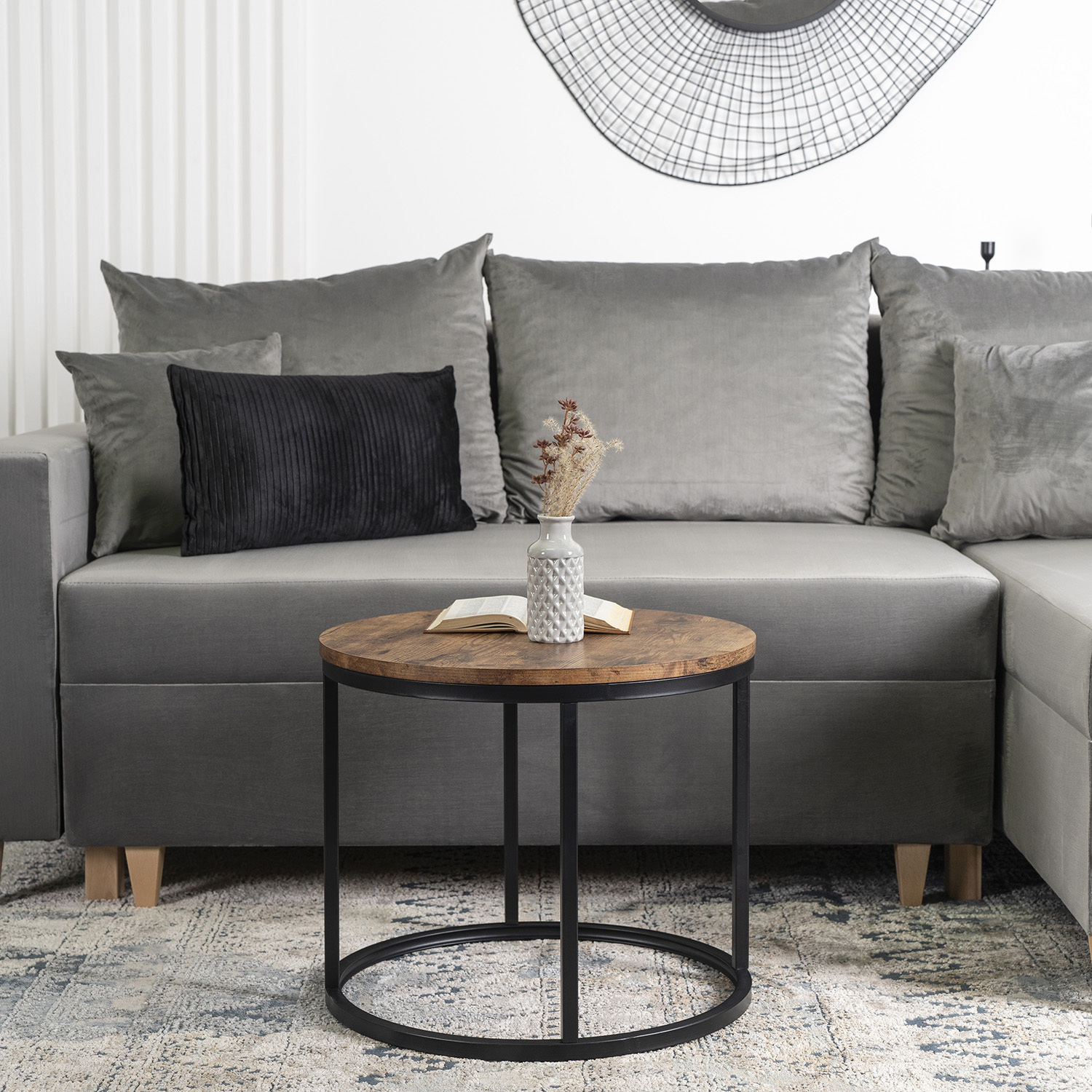 Stolik Kawowy TIM 53 cm Dąb Rustykalny Nowoczesny Loft ME.TIM/DRU/CZ/L