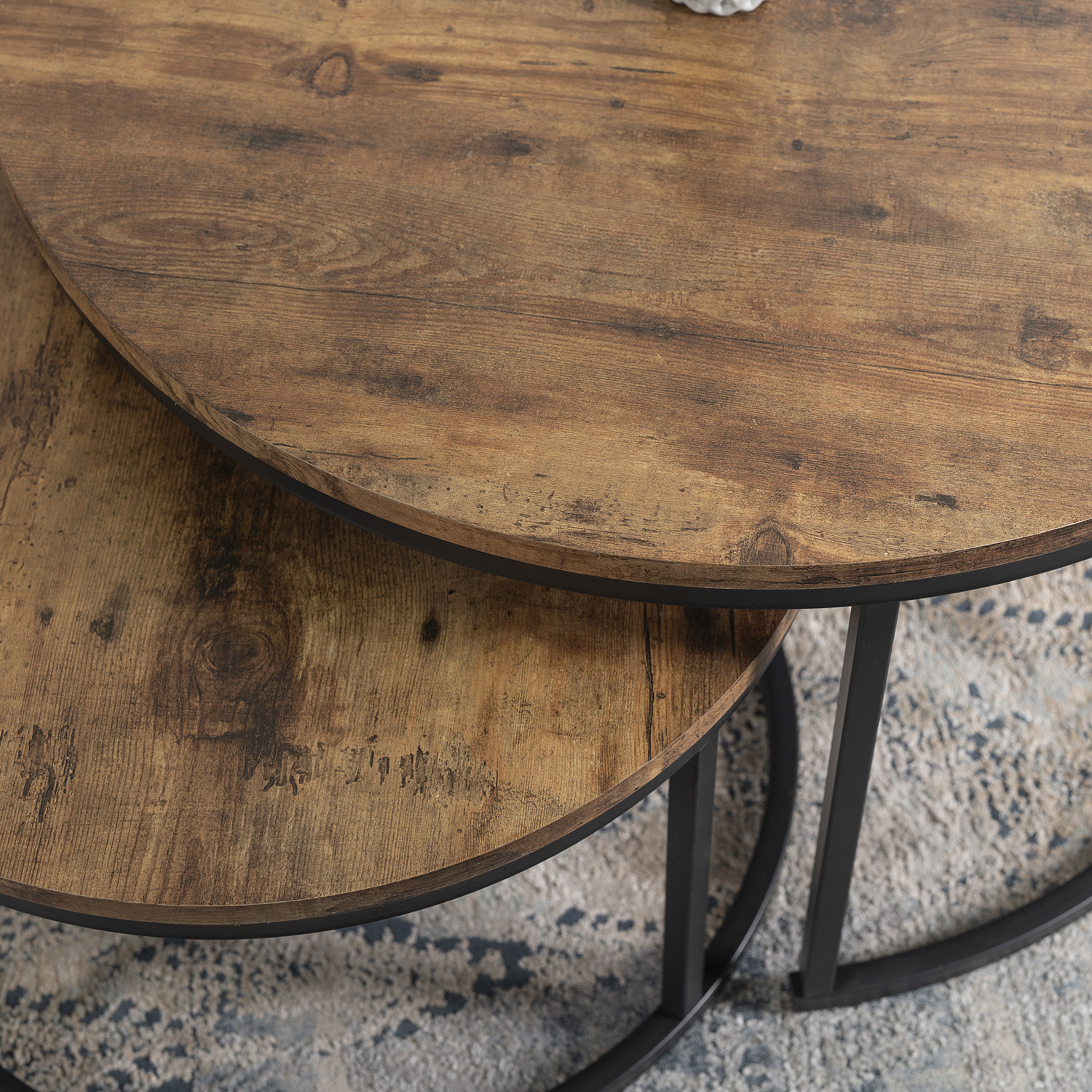 Zestaw Stolików Kawowych FIGO MAX 60 cm/80 cm Dąb Rustykalny ME.MAXFIGO/DRU/CZ/L