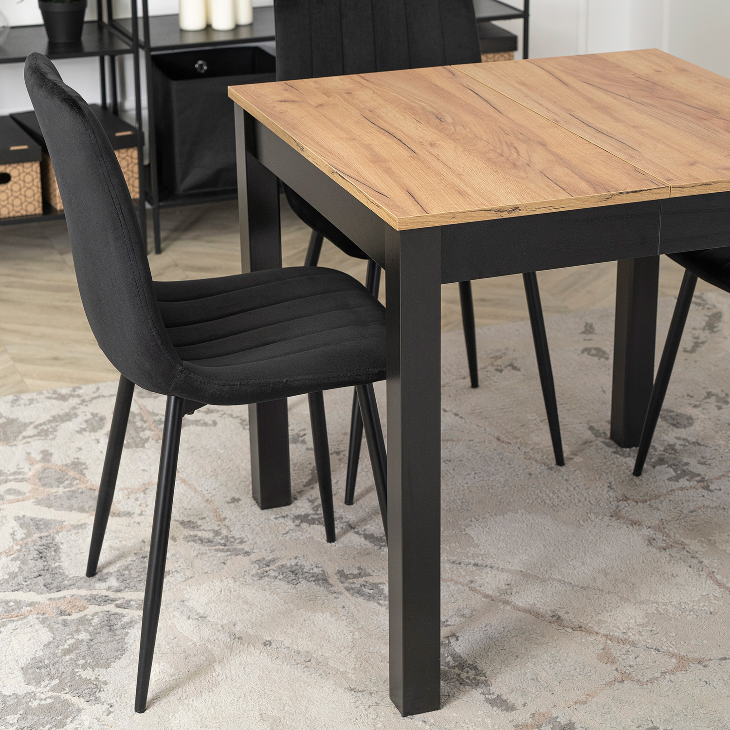 Stół Kwadratowy Rozkładany BEN 80-200 cm Dąb Craft Nowoczesny Loft B.BEN/DC/CZ/S