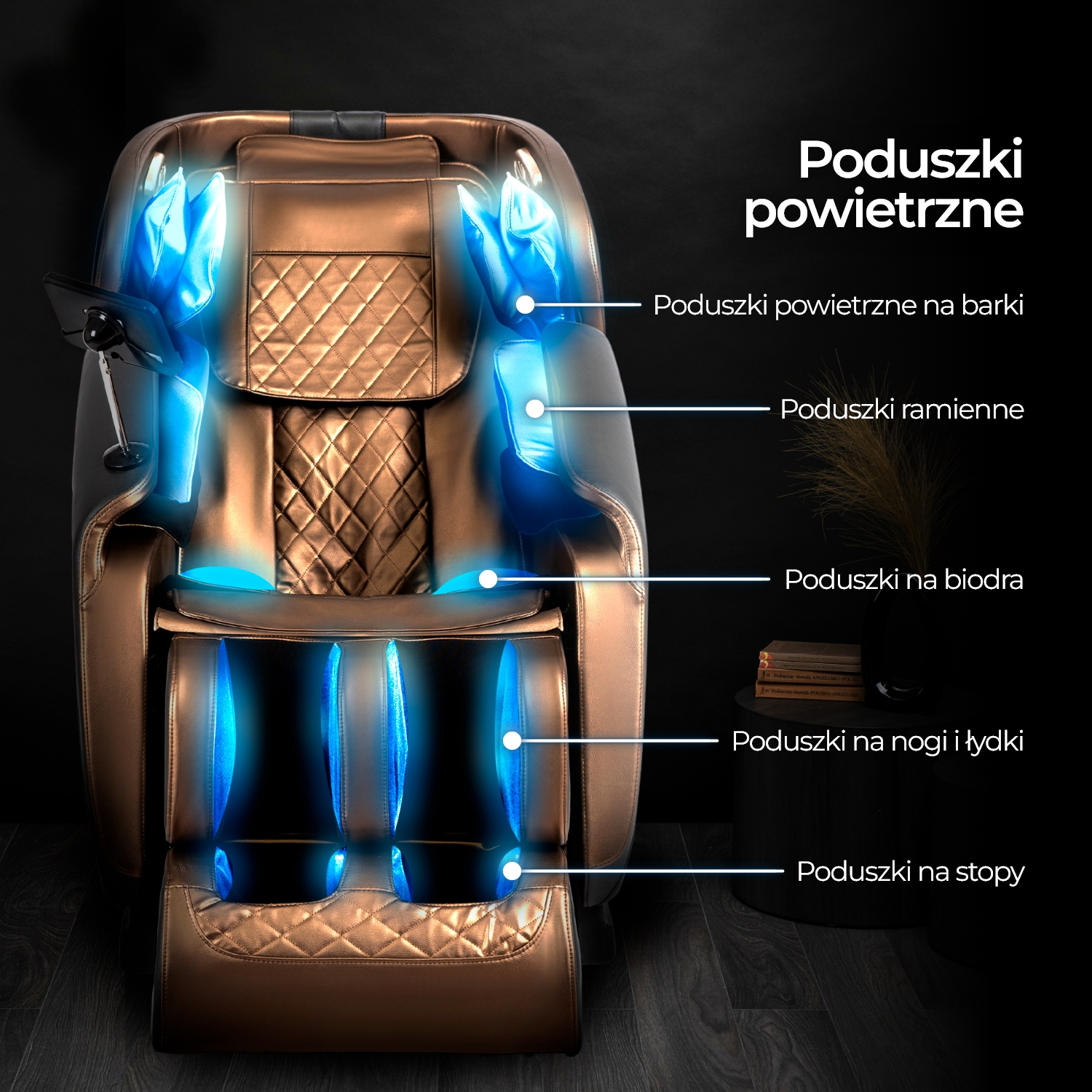 Fotel Masujący VX MAX Wypoczynkowy Relaksacyjny Brązowy Ekoskóra Nowoczesny ME.VXMAX/BR/E/FW