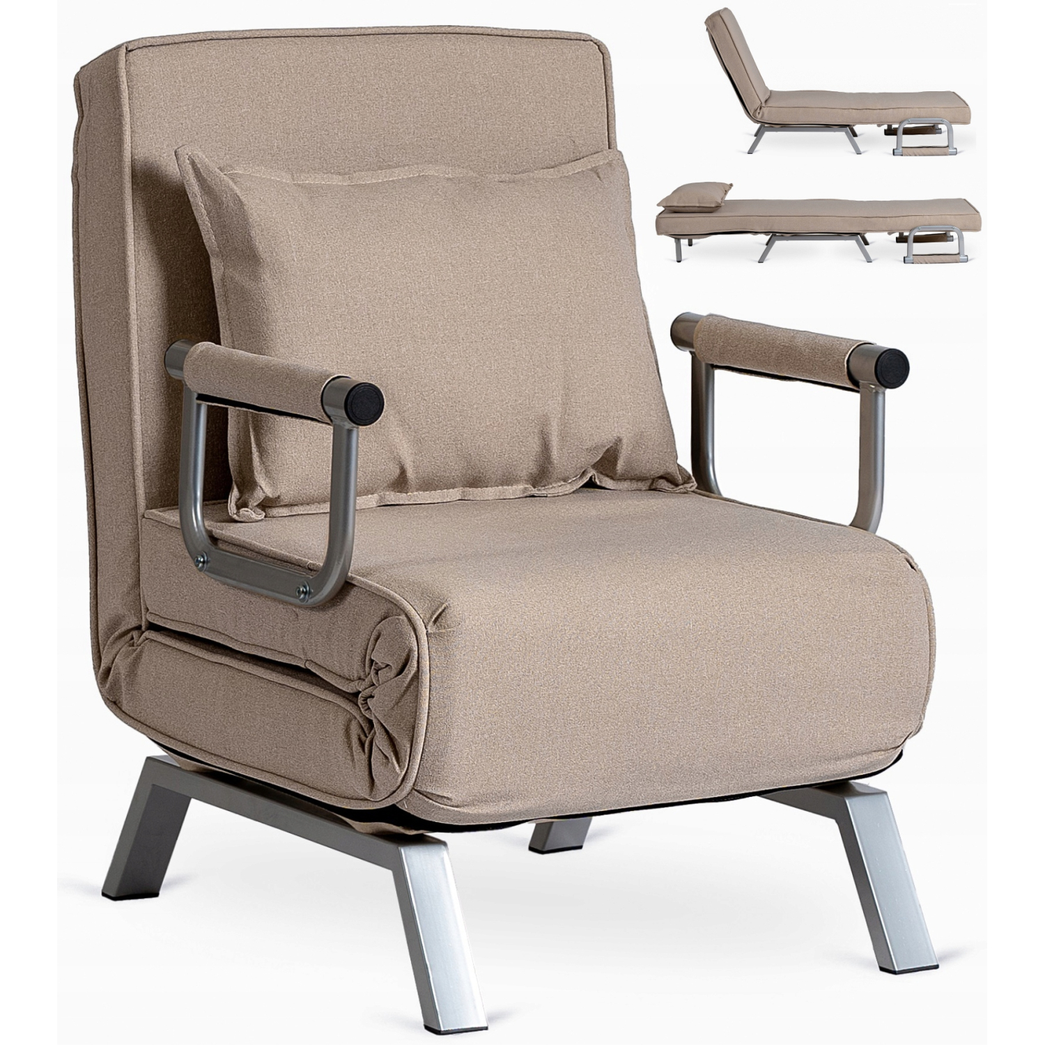 Fotel Rozkładany BART Wypoczynkowy Beżowy do Spania Leżanka Nowoczesny ME.BART/BZ/T/FW
