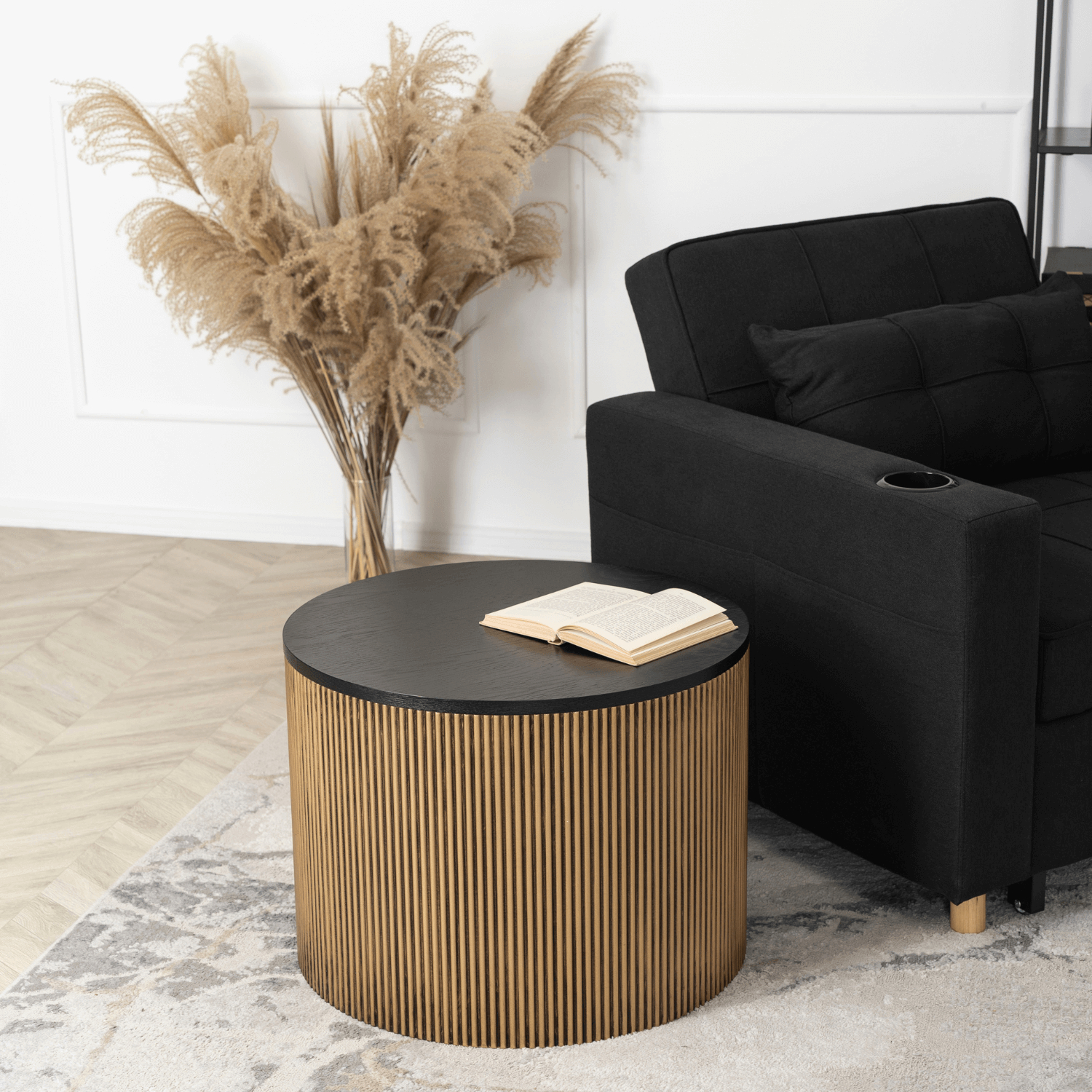 Stolik Kawowy MIRACLE 60 cm Czarny/Złoty Nowoczesny Loft ME.MIRACLE/CZ/ZL/L