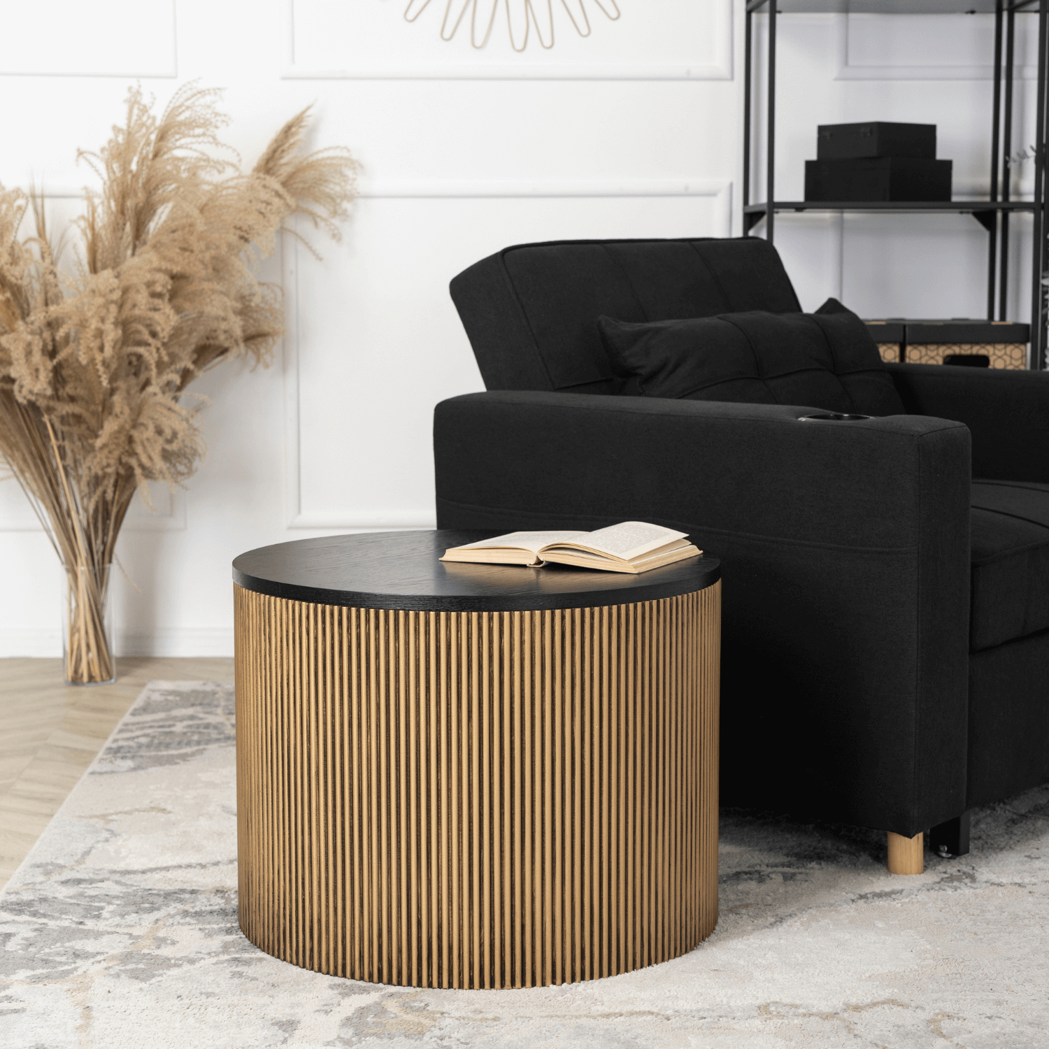 Stolik Kawowy MIRACLE 60 cm Czarny/Złoty Nowoczesny Loft ME.MIRACLE/CZ/ZL/L