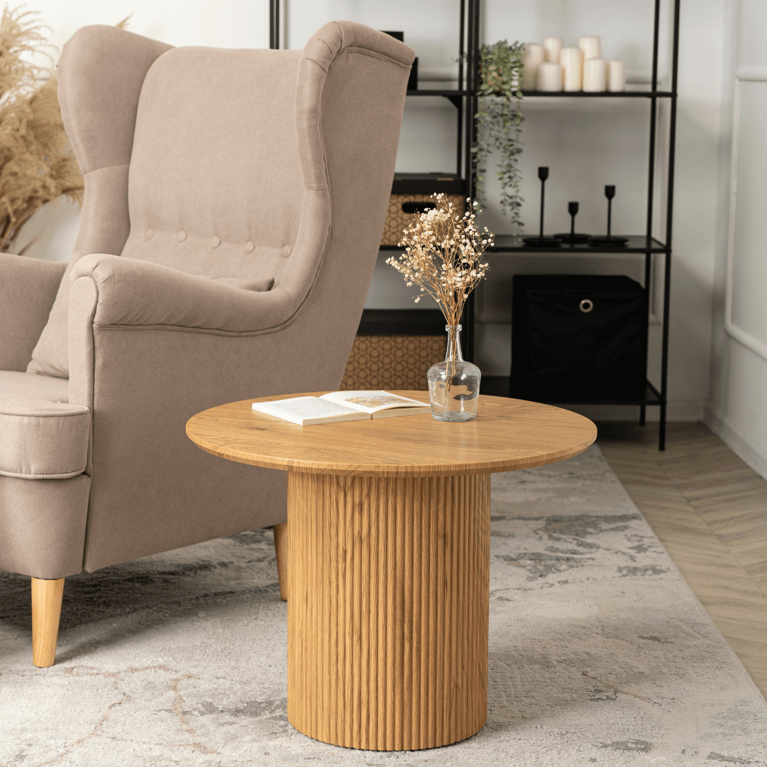 Stolik Kawowy MAYLIN 60 cm Dąb Nowoczesny Loft ME.MAYLIN/D/D/L