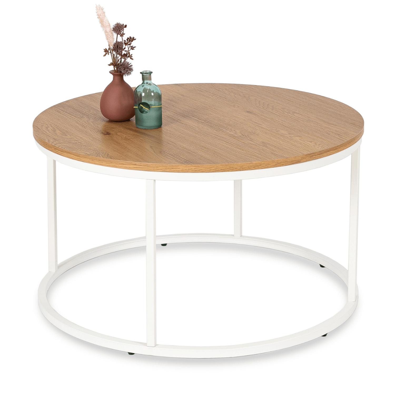 Stolik Kawowy ANN MAX 80 cm Dąb/Biały Skandynawski ME.MAXANN/D/B/L