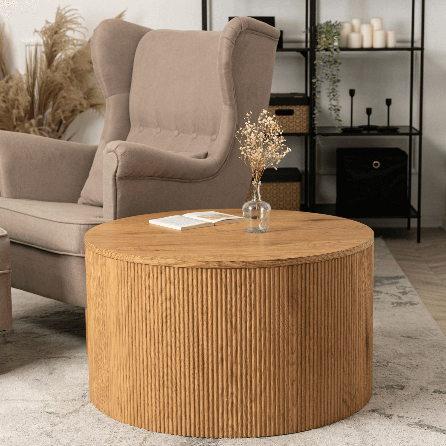 Stolik Kawowy CLOVER MAX 80 cm Dąb Nowoczesny Loft ME.MAXCLOVER/D/D/L