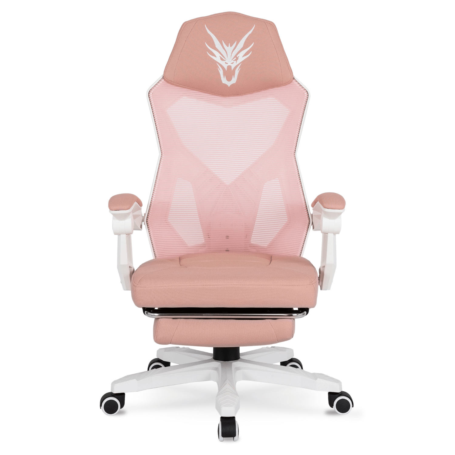 Fotel Gamingowy Obrotowy BING Różowy/Biały z Podnóżkiem Nowoczesny ME.BING/B/R/T/FO