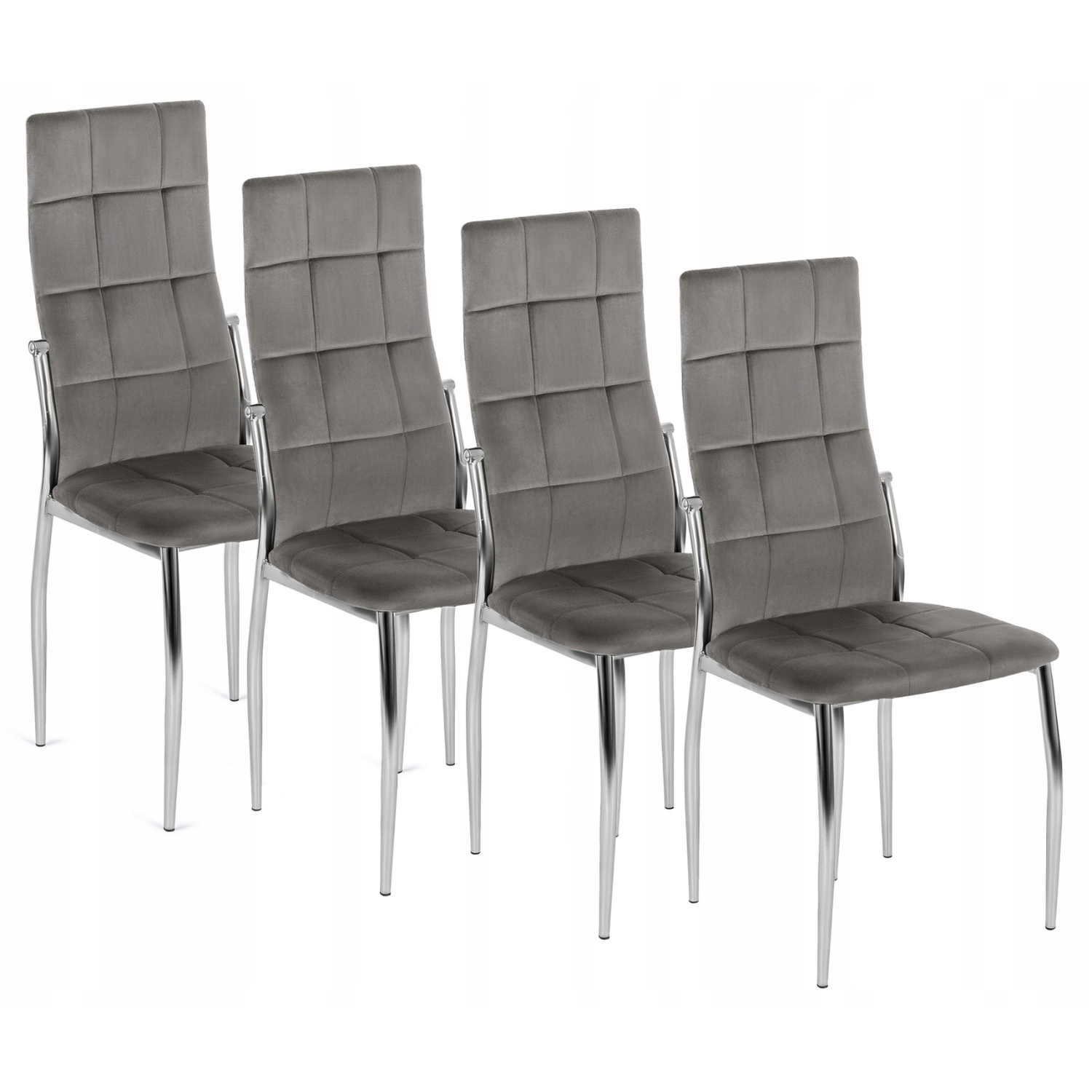 Zestaw 4x Krzesło Tapicerowane MOLLY do Jadalni Szare Welurowe Nowoczesne MOLLY/P/V/Z4/K