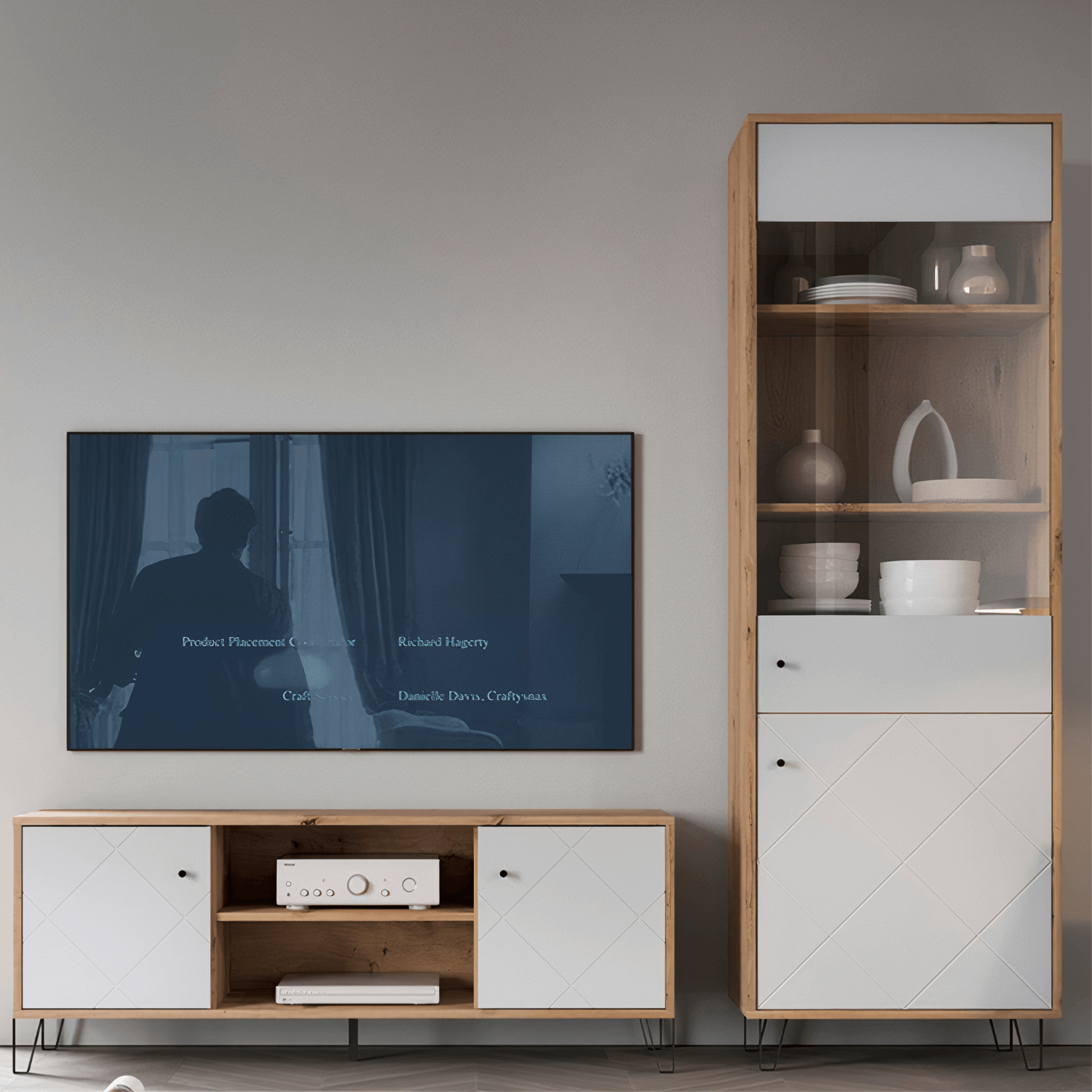 Szafka RTV do Salonu BACARDI 183 cm Dąb Artisan/Biały Nowoczesna W.BILBAO/BL2/DA/B/RTV