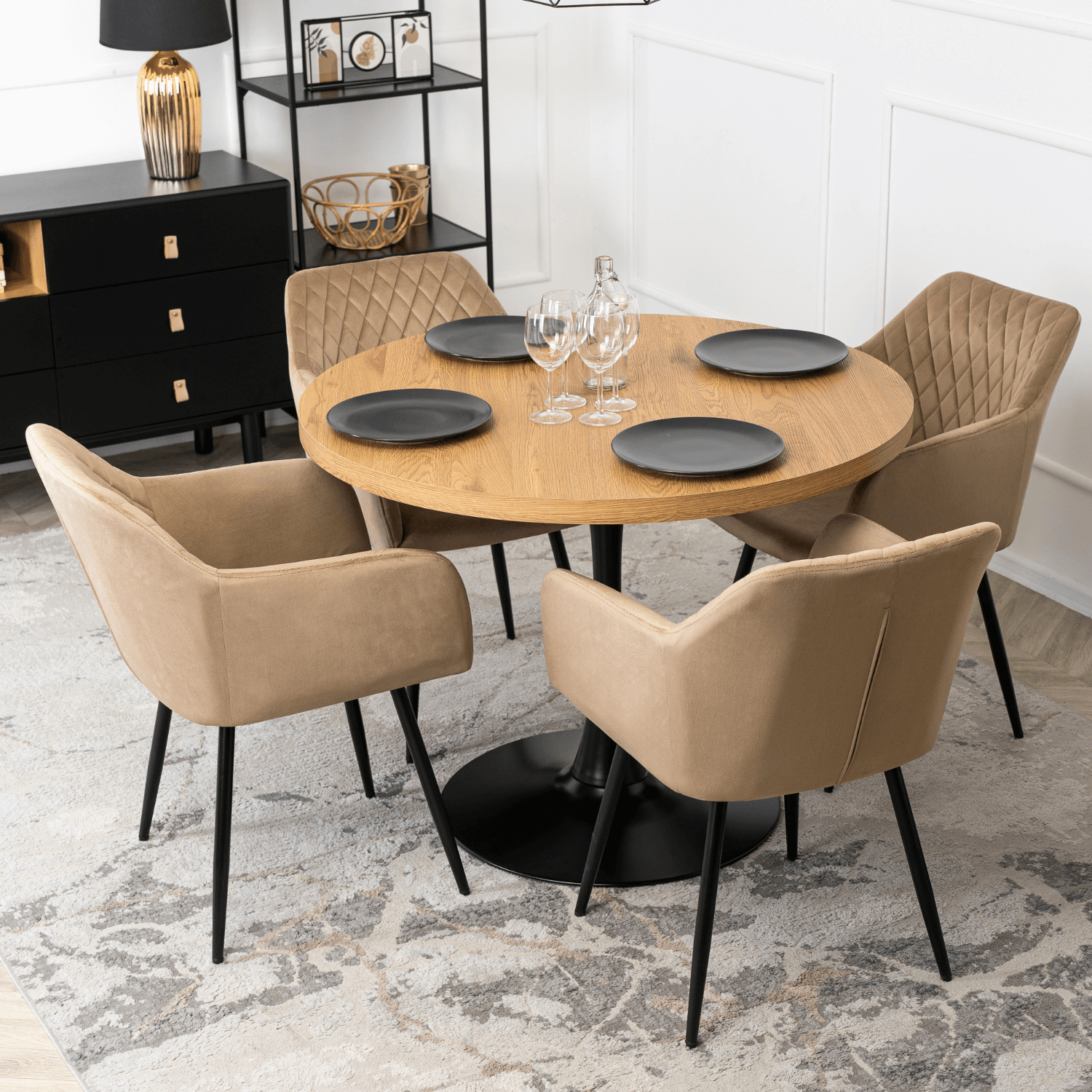 Krzesło Tapicerowane SHANE Beżowe Nowoczesne Loft ME.SHANE/BZ/V/K