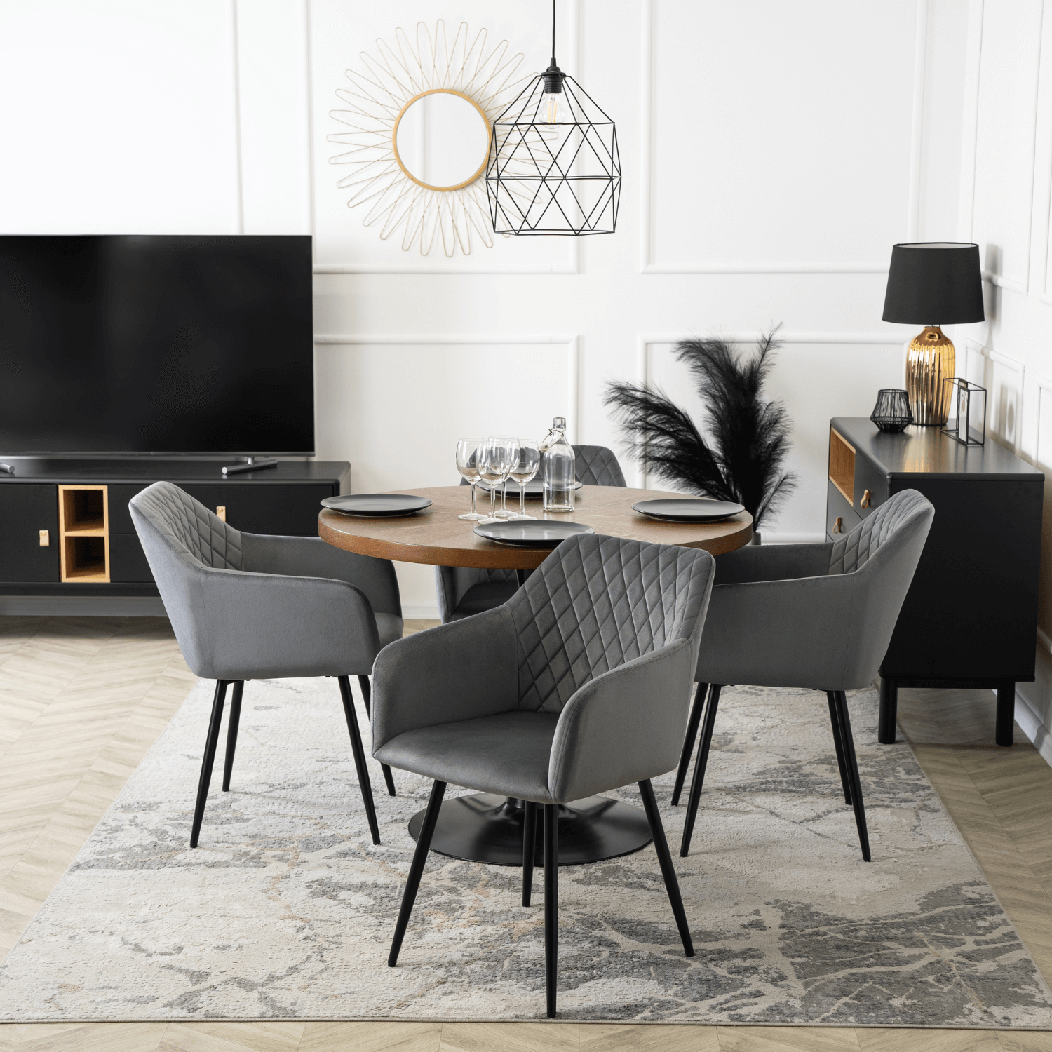 Krzesło Tapicerowane SHANE Szare Nowoczesne Loft ME.SHANE/P/V/K