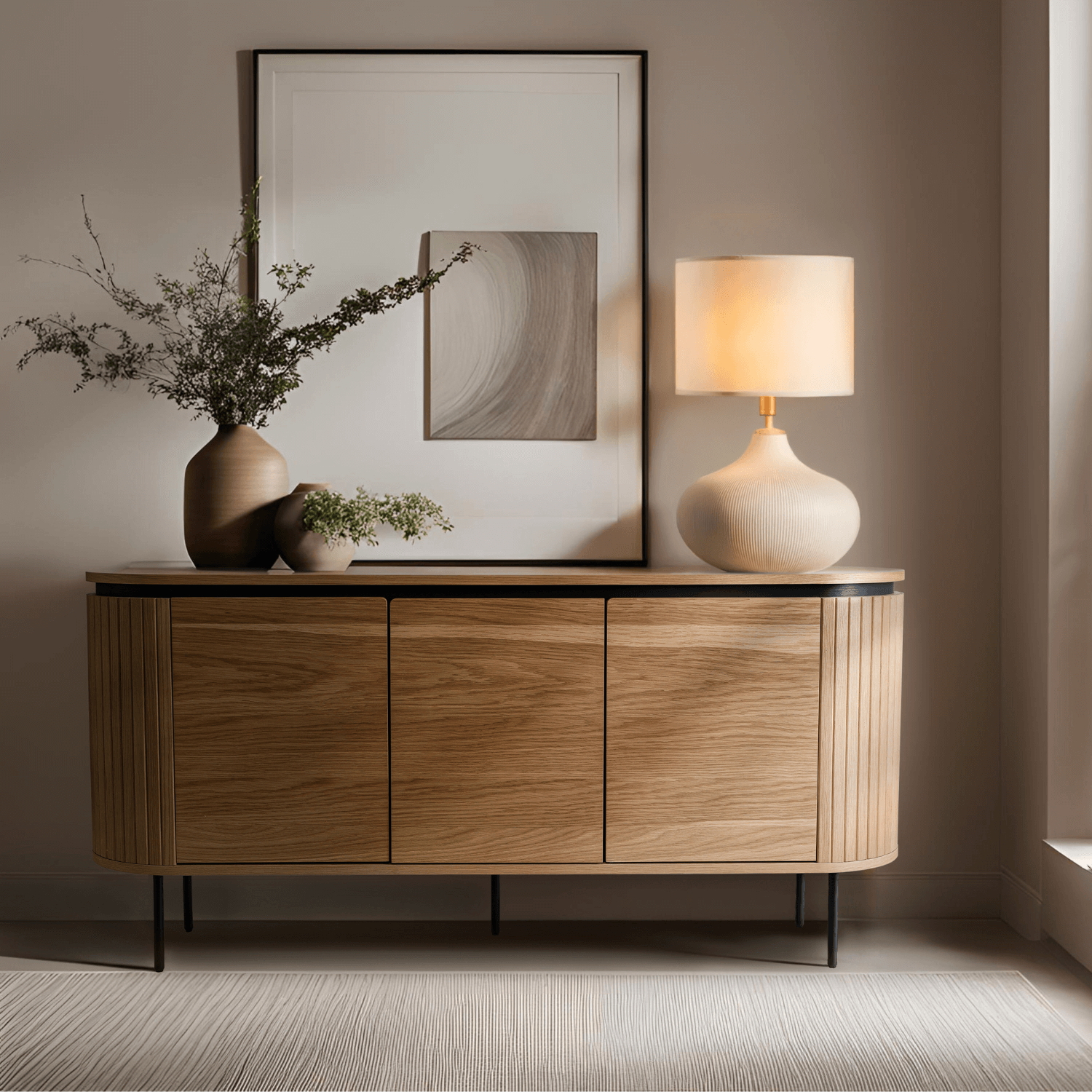 Komoda do Salonu BECK MAXI 160 cm Dąb Trzydrzwiowa Ryflowana Nowoczesna ME.BECKMAXI/D/KOM