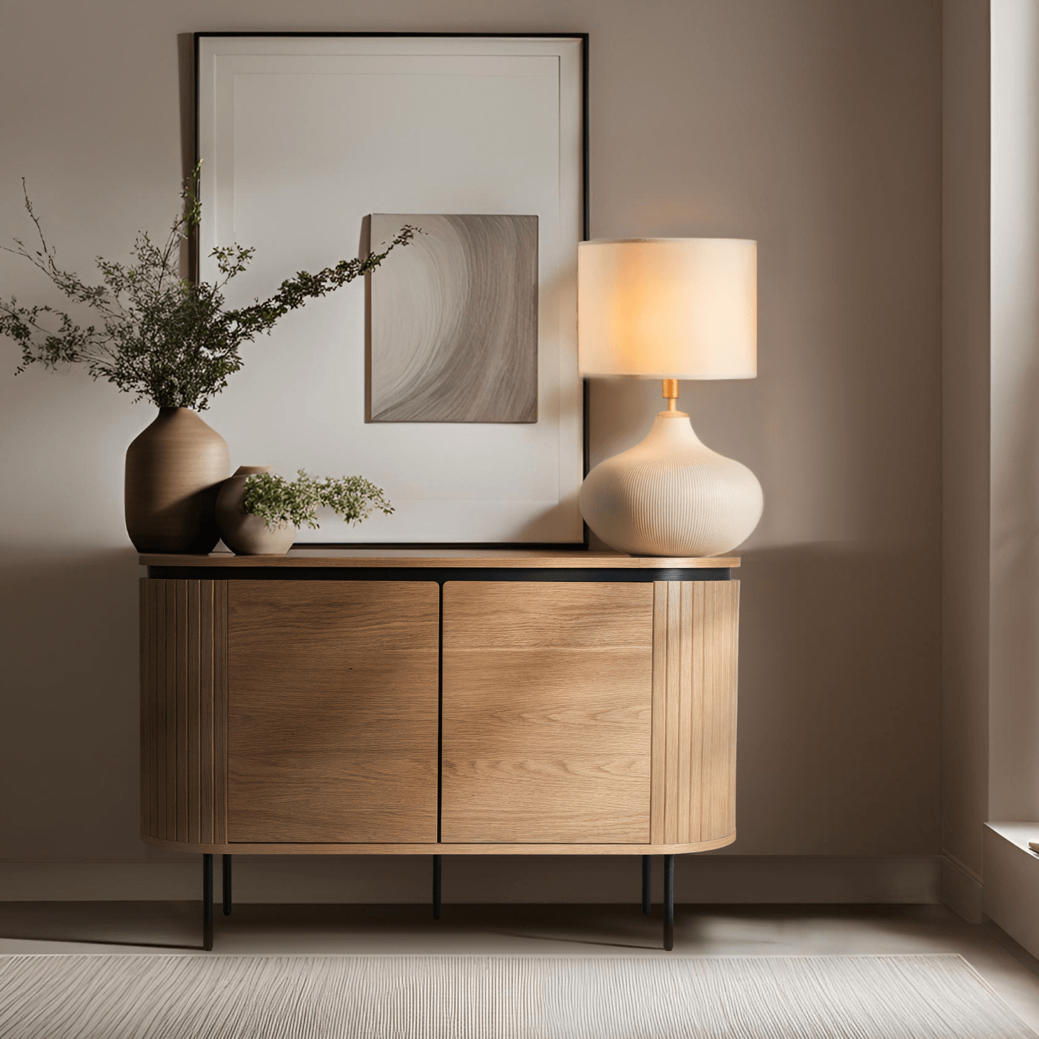 Komoda do Salonu BECK 120 cm Dąb Dwudrzwiowa Ryflowana Nowoczesna ME.BECK/D/KOM