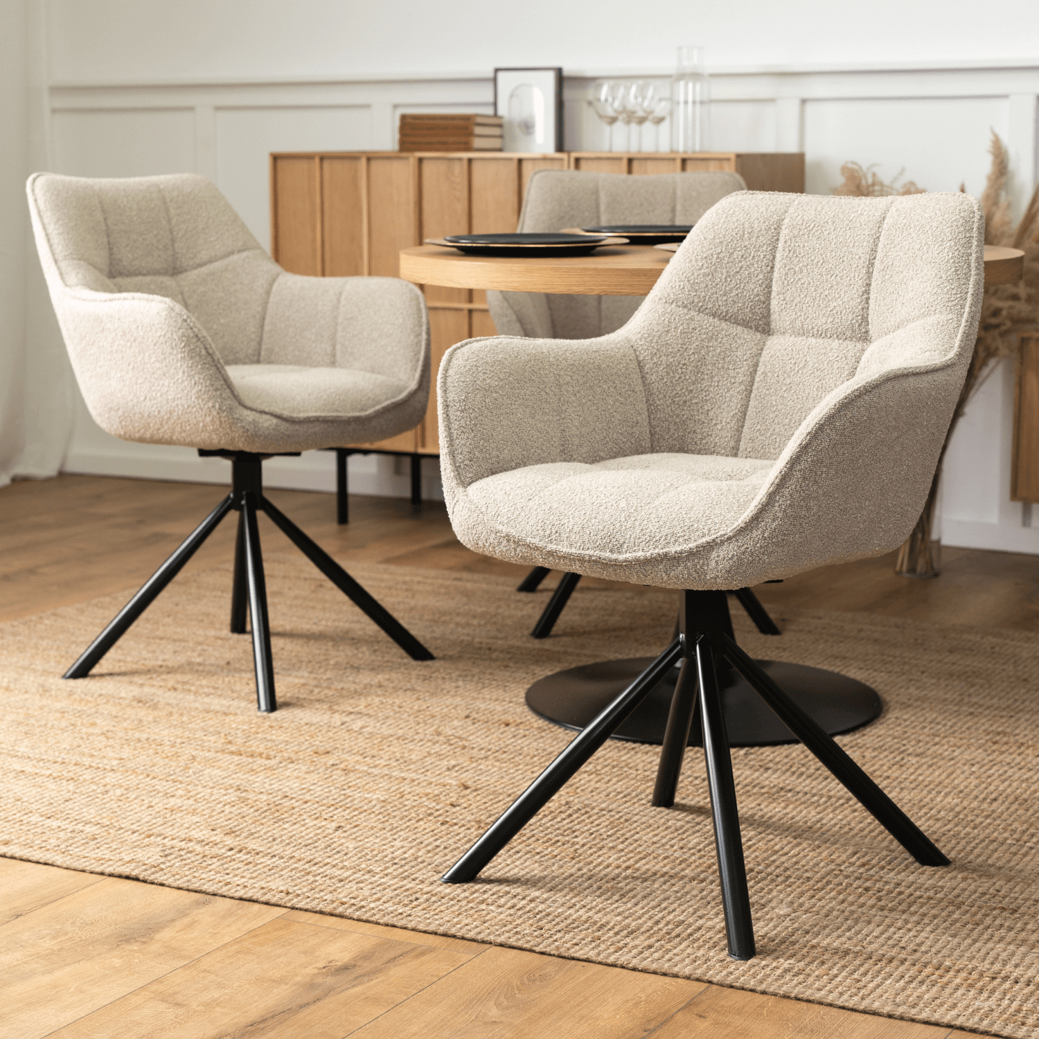 Krzesło Tapicerowane Obrotowe PEONY Beżowe Nowoczesne Loft ME.PEONY/BZ/T/K