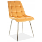 Krzesło Skandynawskie Salon CHIC CHROM Żółte Welur