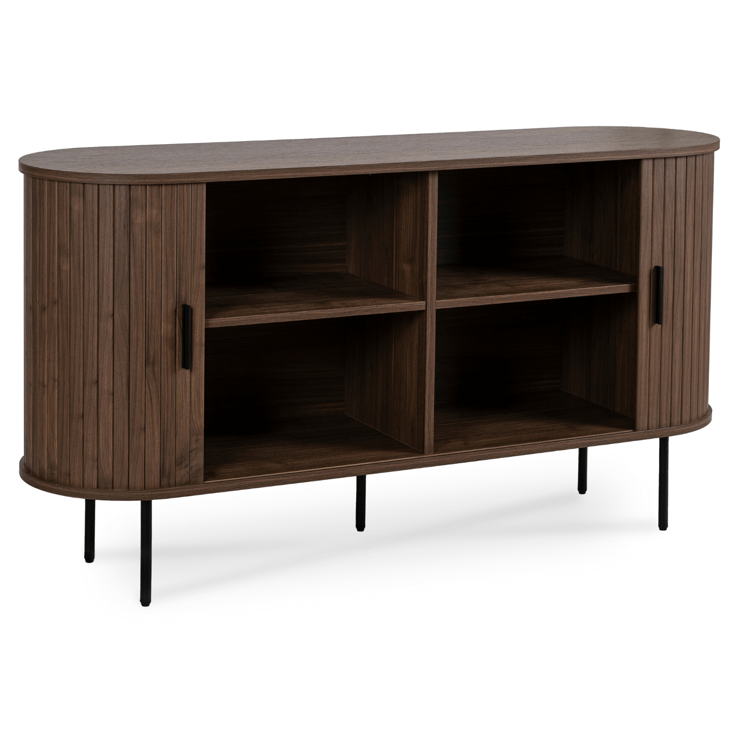 Komoda do Salonu Rozsuwana TRISH 140 cm Orzech Dwudrzwiowa Ryflowana Nowoczesna ME.TRISH/O/KOM140