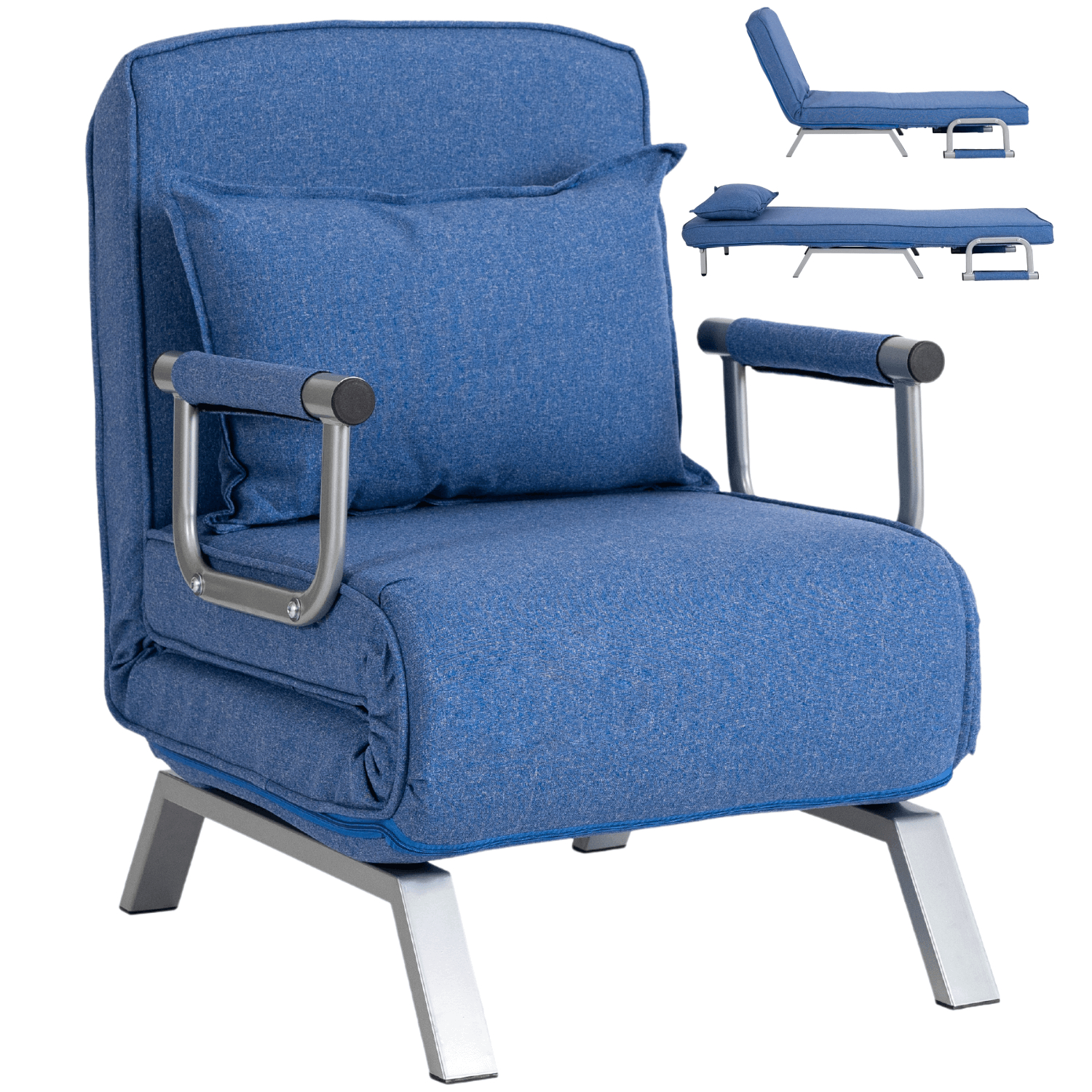 Fotel Rozkładany BART Wypoczynkowy Niebieski do Spania Leżanka Nowoczesny ME.BART/GR/T/FW