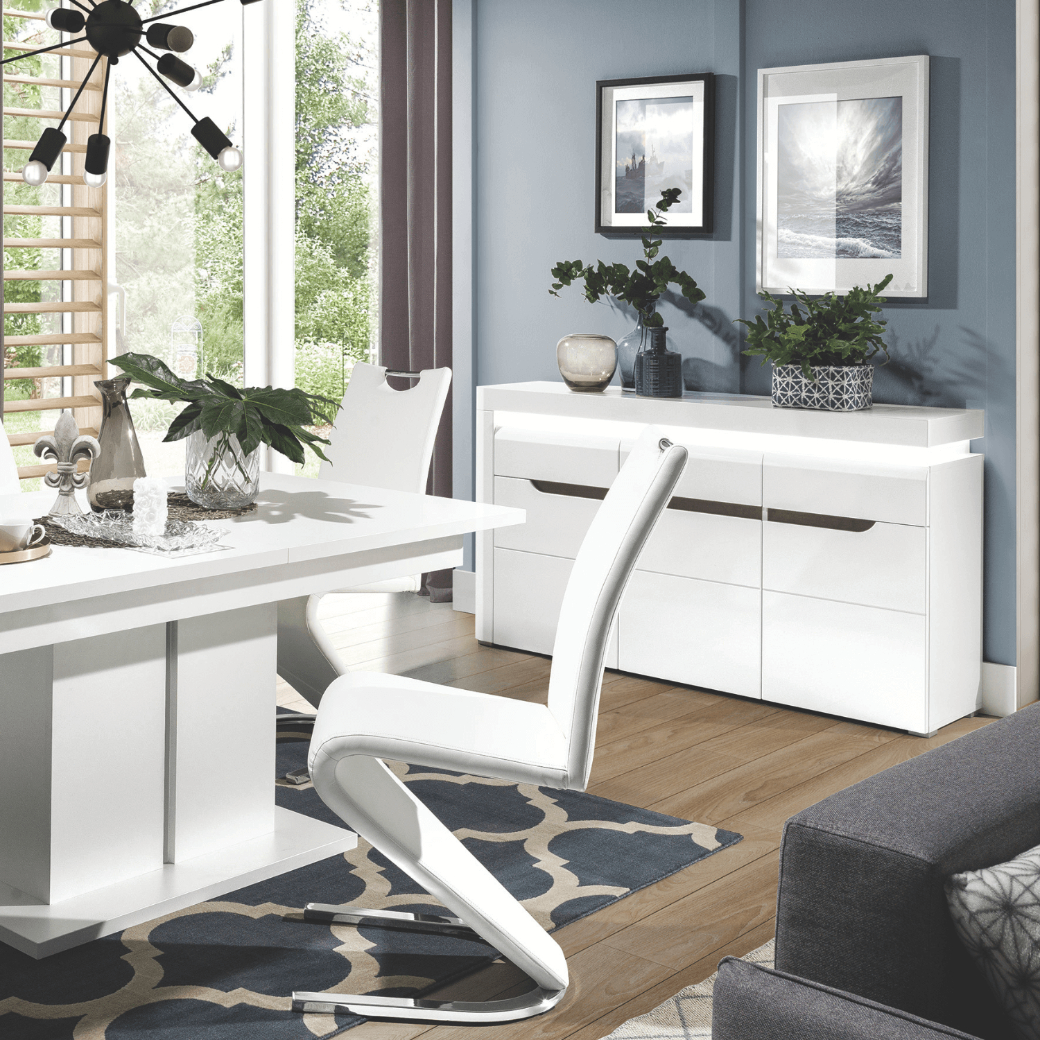 Komoda Trzydrzwiowa z Szufladą do Salonu IVORY Biała / Biały połysk 152 cm Nowoczesna L.IRMA/IM04/B/DMAGIA/PL/KOM